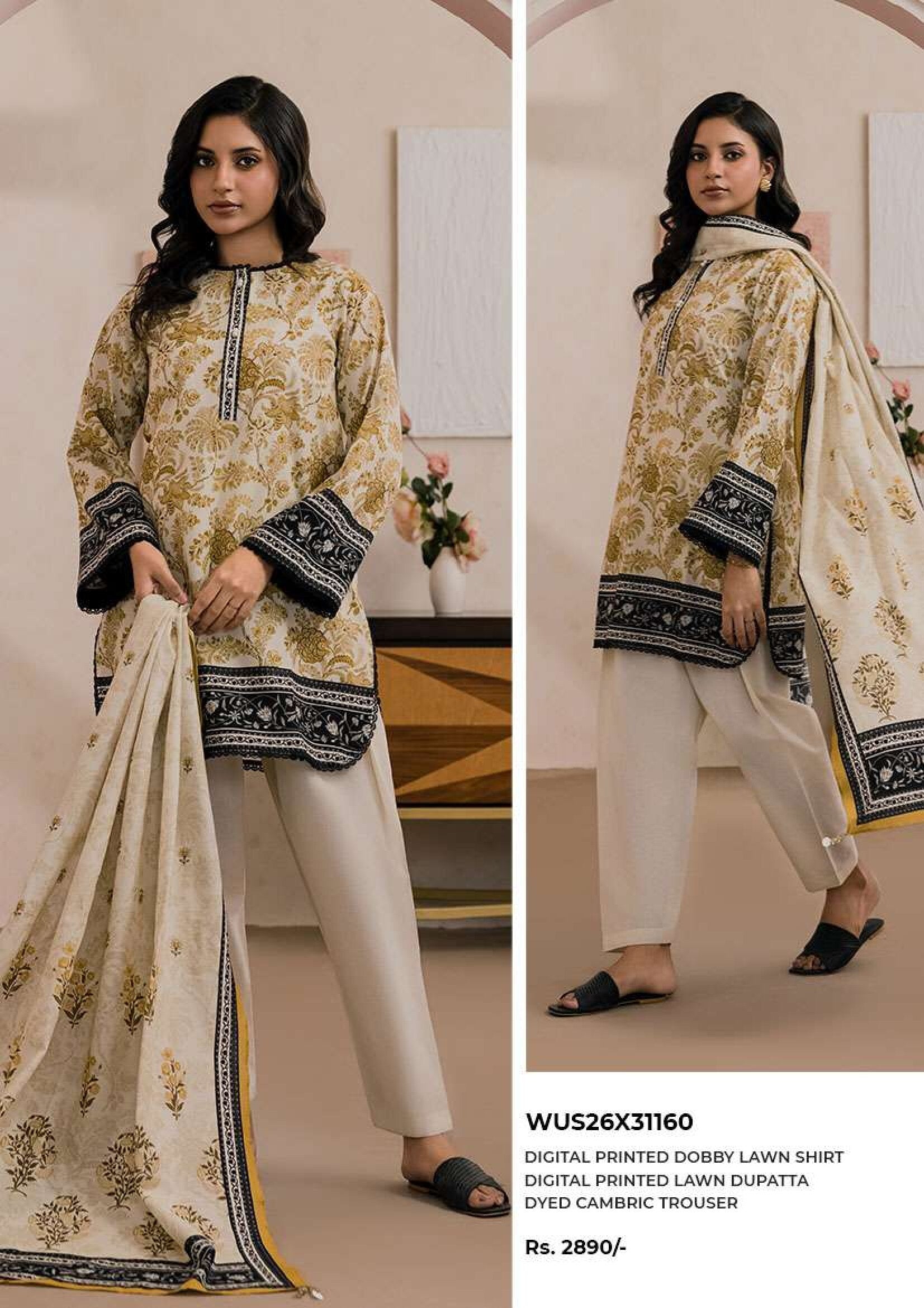 ZELLBURY | 3 PIECE UNSTITCHED | PRINTED EMBROIDERED LAWN SUIT