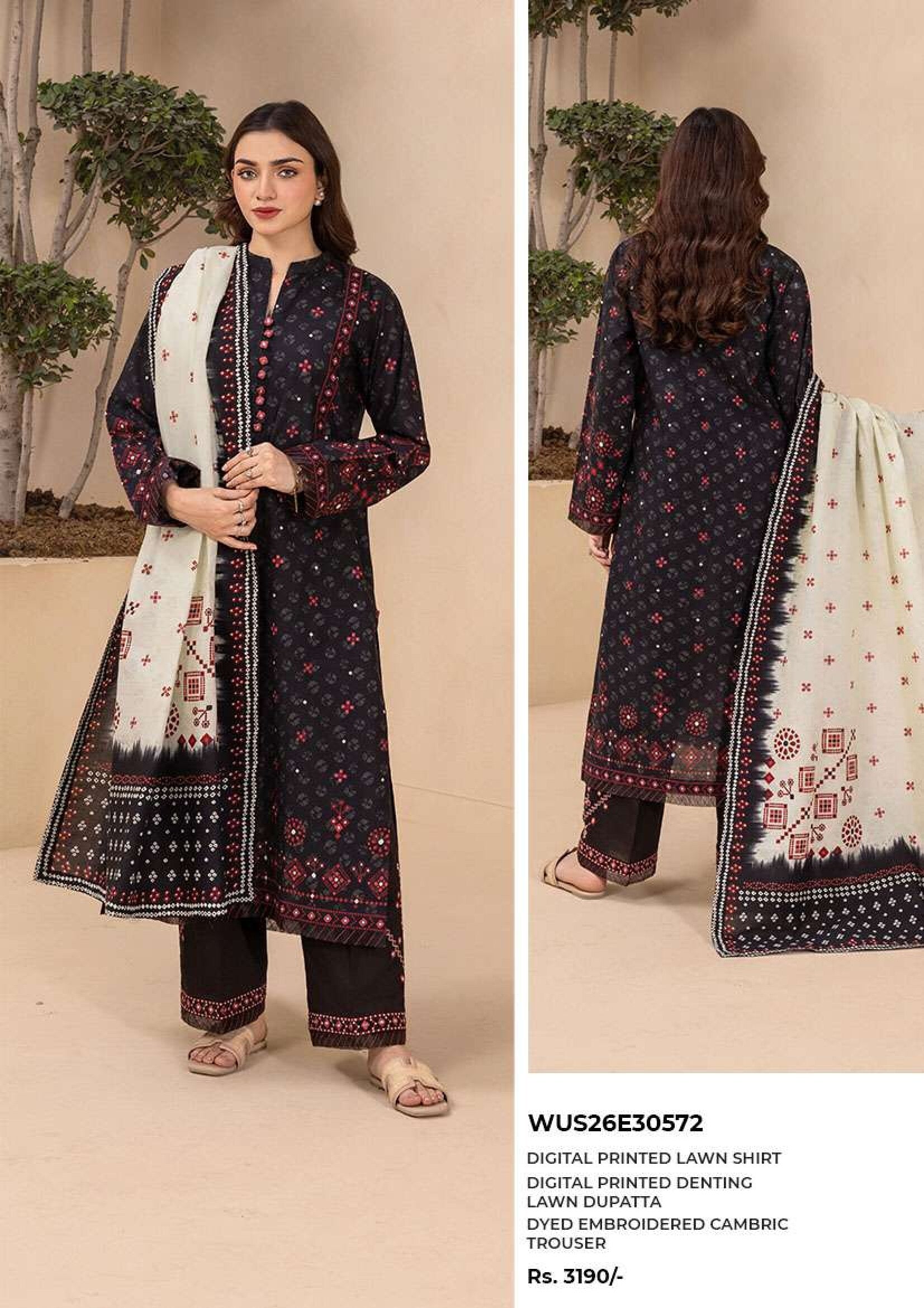 ZELLBURY | 3 PIECE UNSTITCHED | PRINTED EMBROIDERED LAWN SUIT