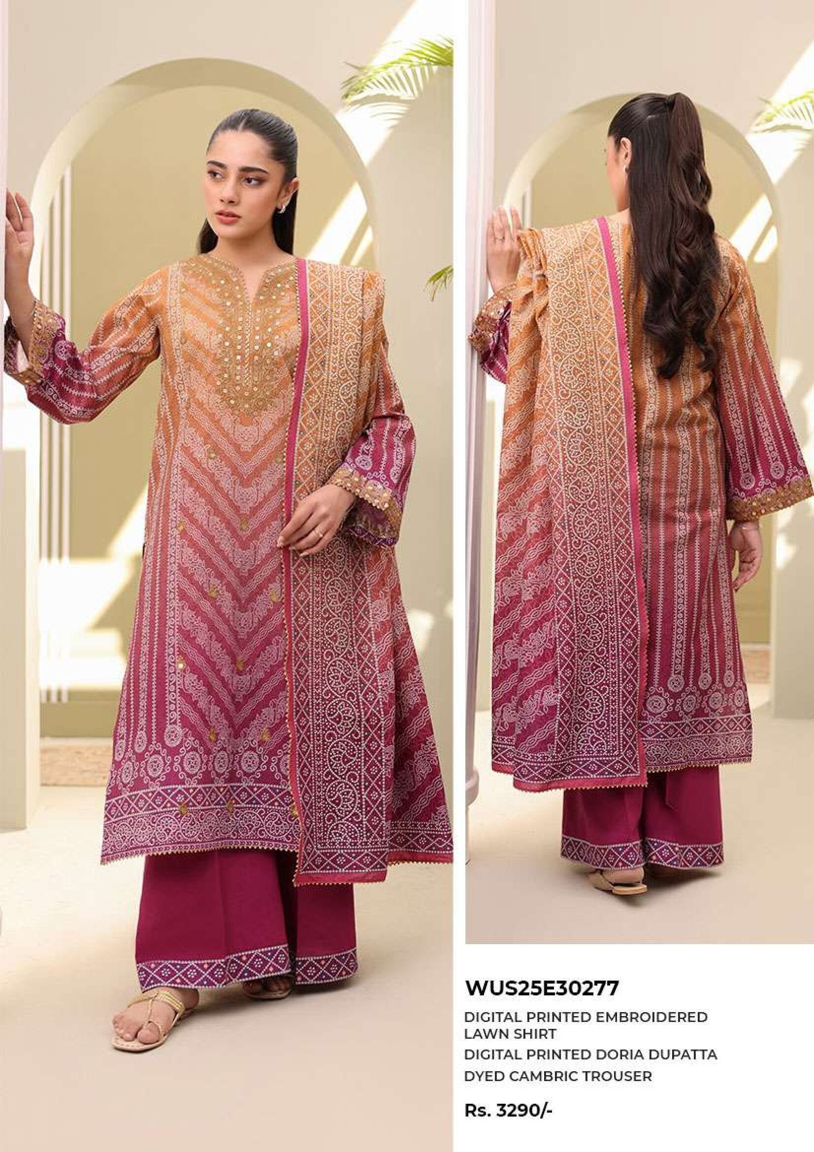 ZELLBURY | 3 PIECE UNSTITCHED | PRINTED EMBROIDERED LAWN SUIT