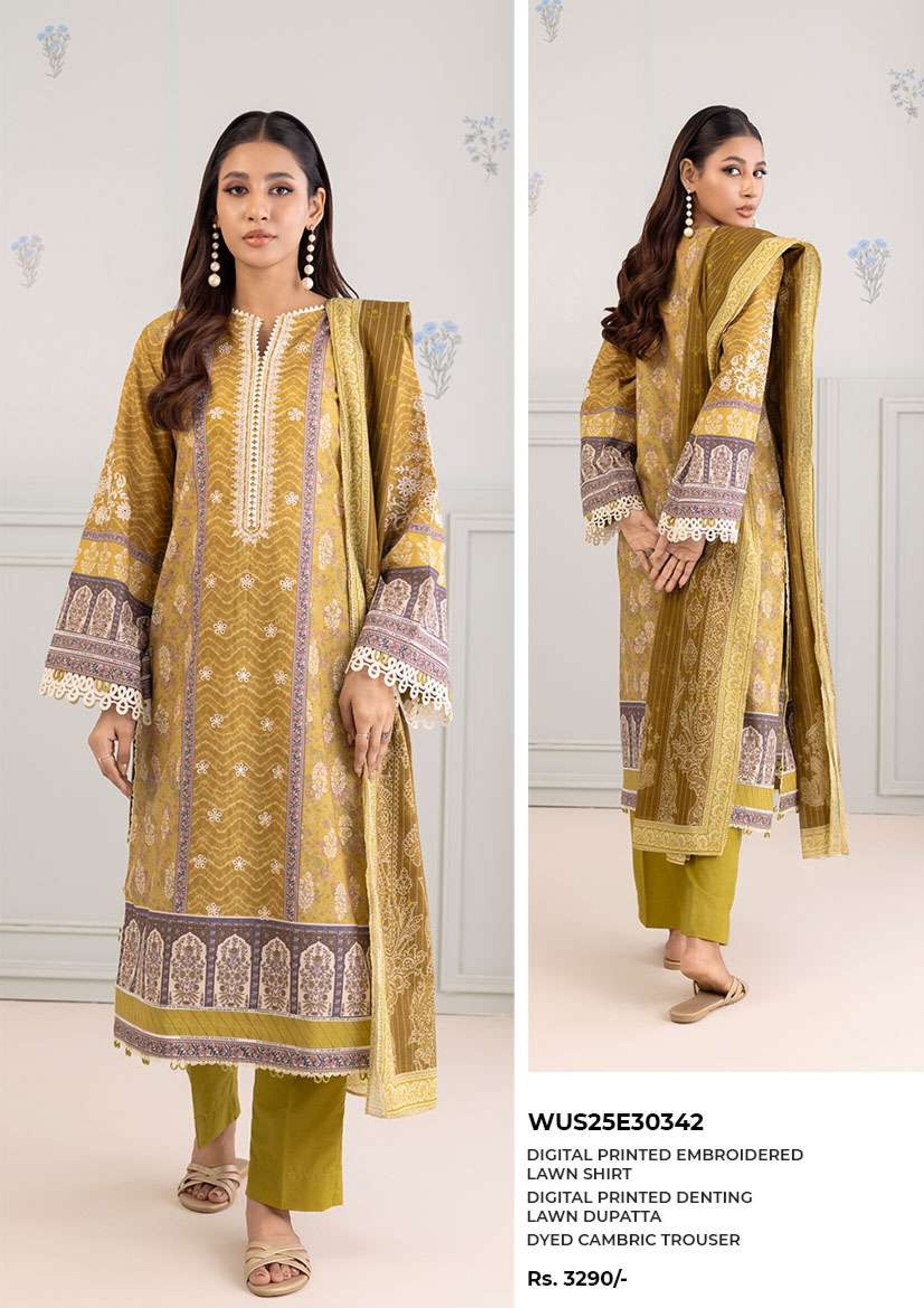 ZELLBURY | 3 PIECE UNSTITCHED | PRINTED EMBROIDERED LAWN SUIT