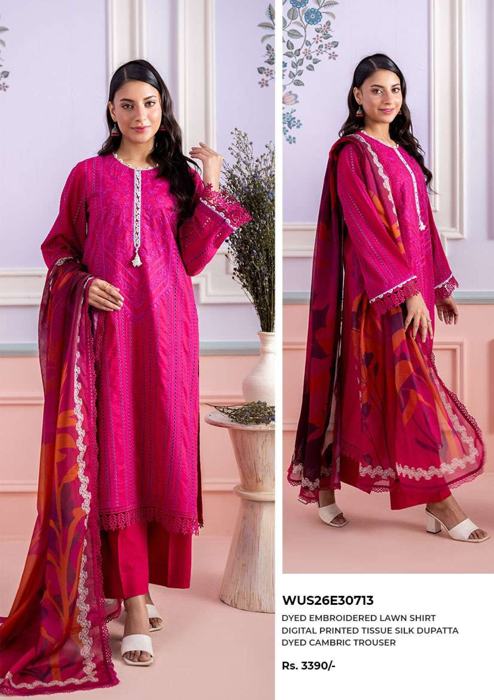 ZELLBURY | 3 PIECE UNSTITCHED | PRINTED EMBROIDERED LAWN SUIT