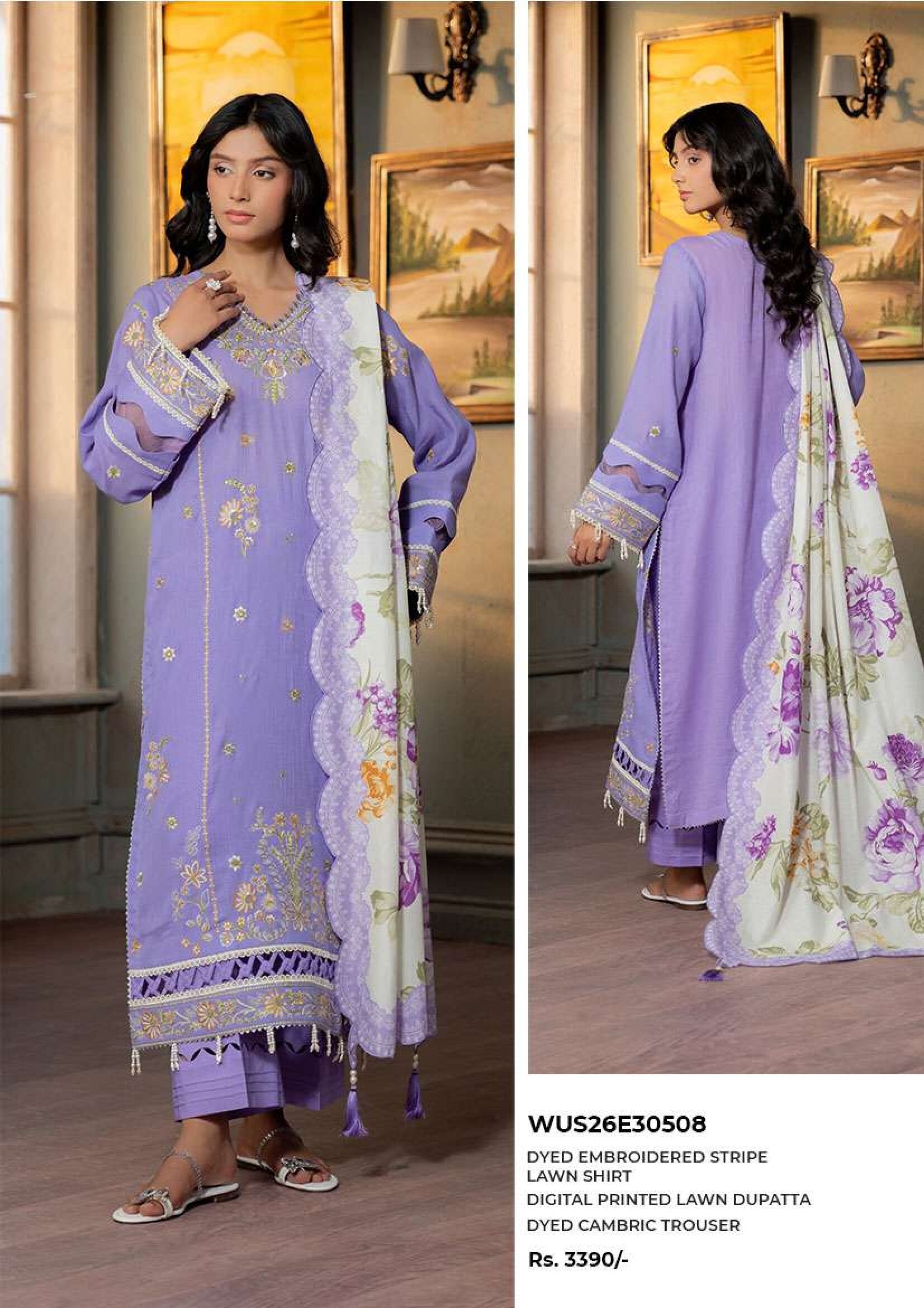 ZELLBURY | 3 PIECE UNSTITCHED | PRINTED EMBROIDERED LAWN SUIT
