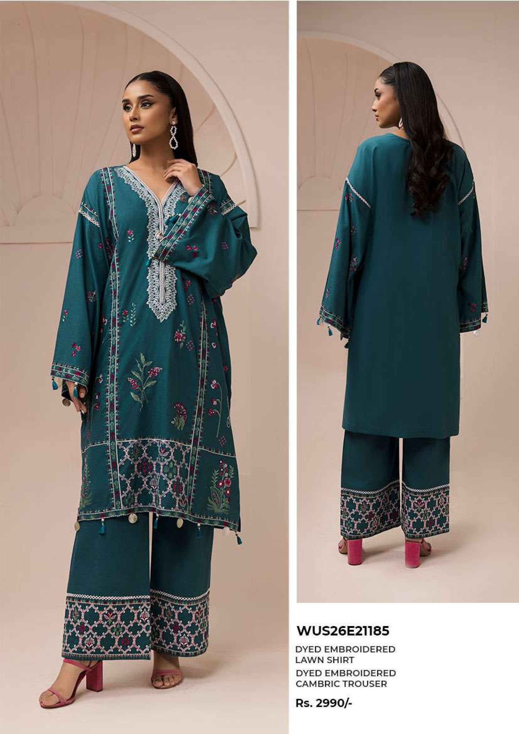 ZELLBURY | 2 PIECE UNSTITCHED | PRINTED EMBROIDERED LAWN SUIT