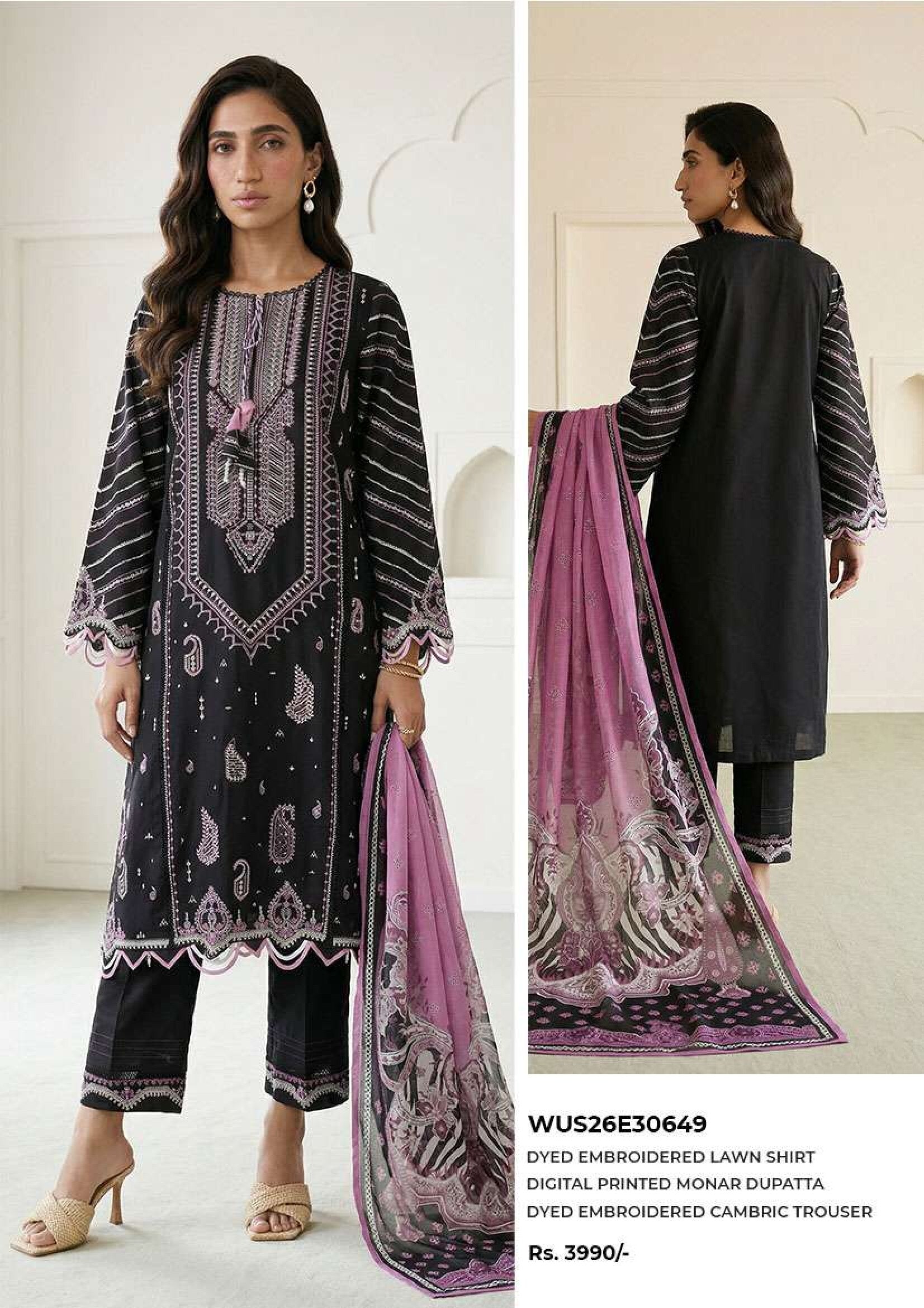 ZELLBURY | 3 PIECE UNSTITCHED | PRINTED EMBROIDERED LAWN SUIT