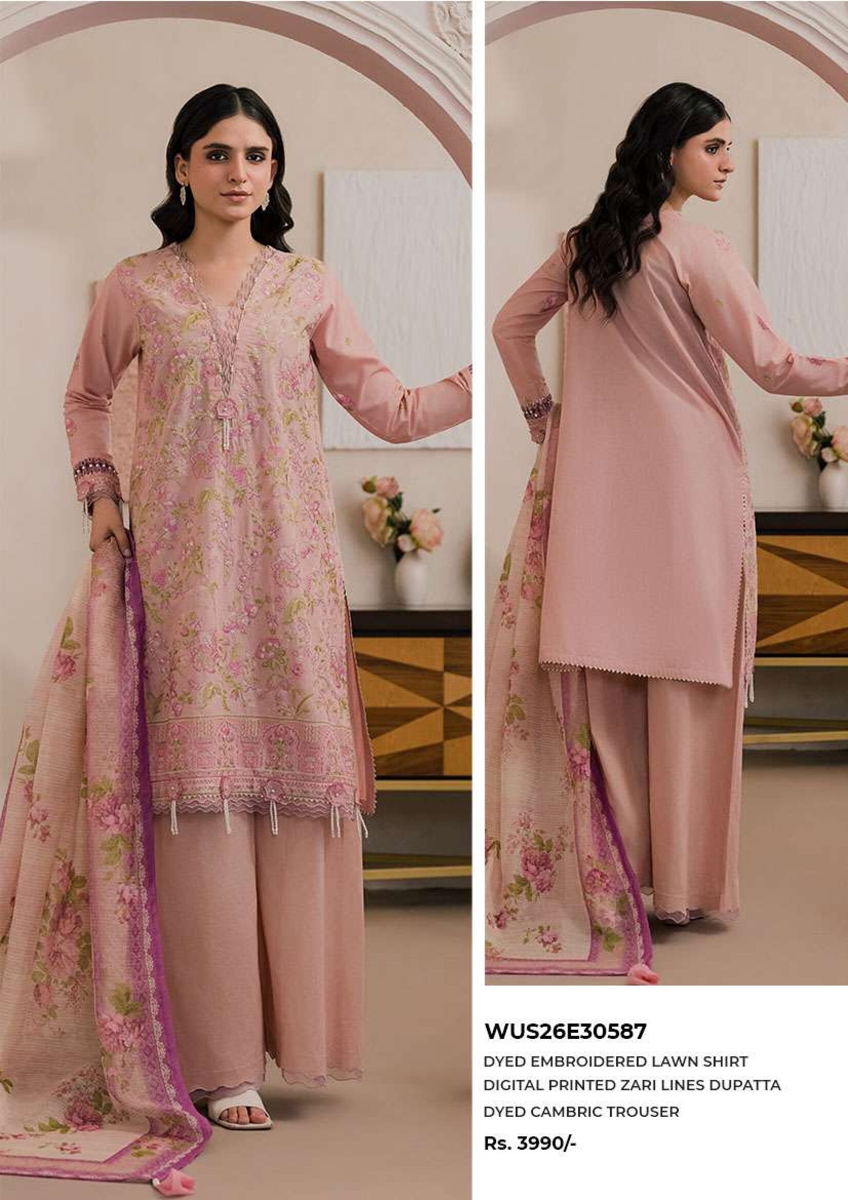 ZELLBURY | 3 PIECE UNSTITCHED | PRINTED EMBROIDERED LAWN SUIT