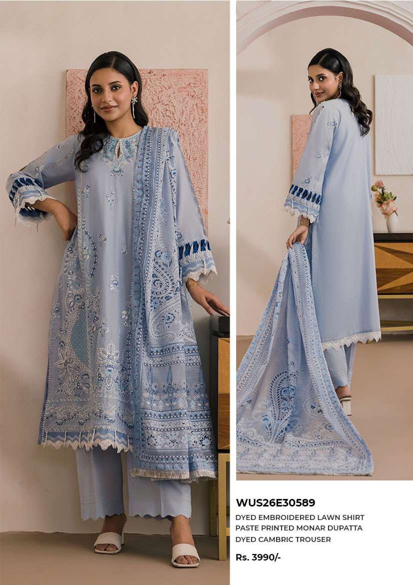 ZELLBURY | 3 PIECE UNSTITCHED | PRINTED EMBROIDERED LAWN SUIT