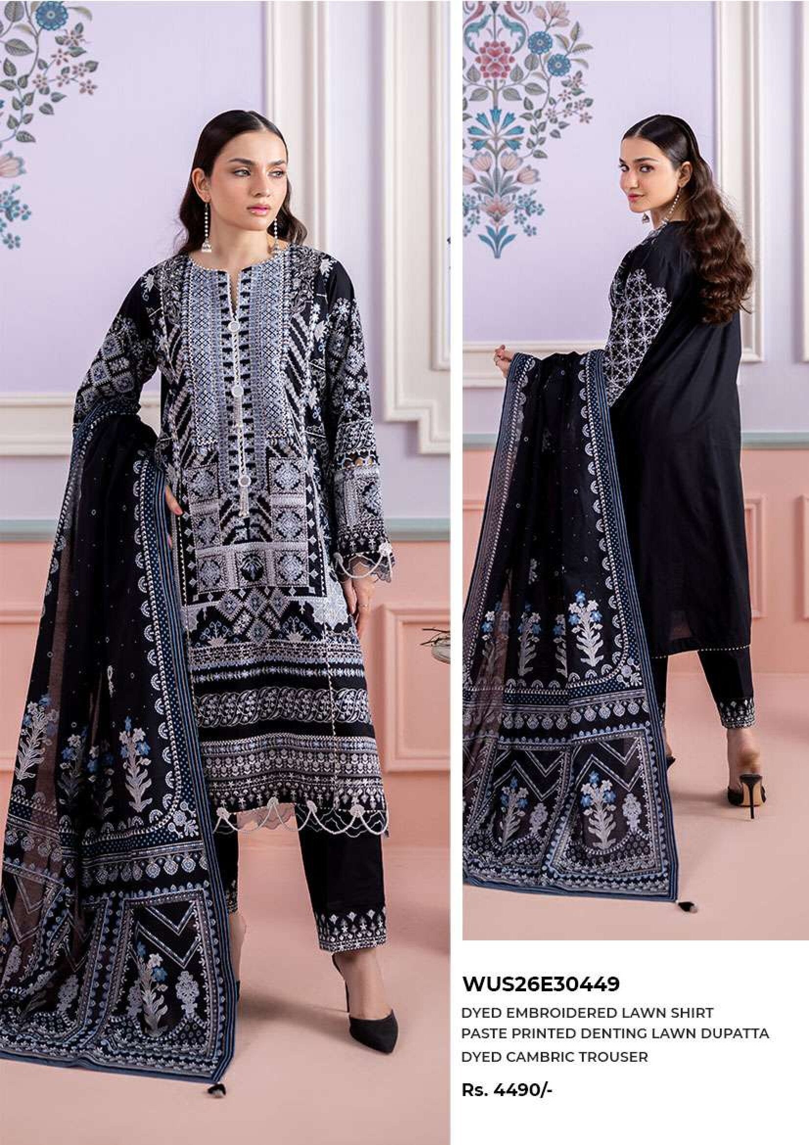 ZELLBURY | 3 PIECE UNSTITCHED | PRINTED EMBROIDERED LAWN SUIT