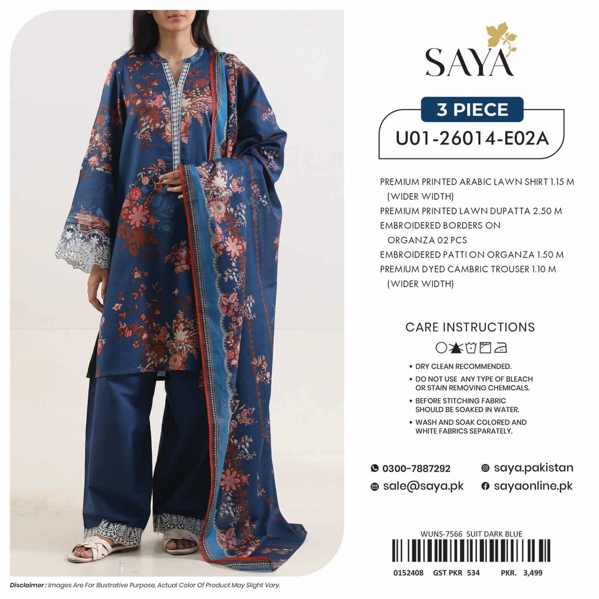 SAYA | 3-PIECE UNSTITCHED | PREMIUM PRINTED LAWN SUIT
