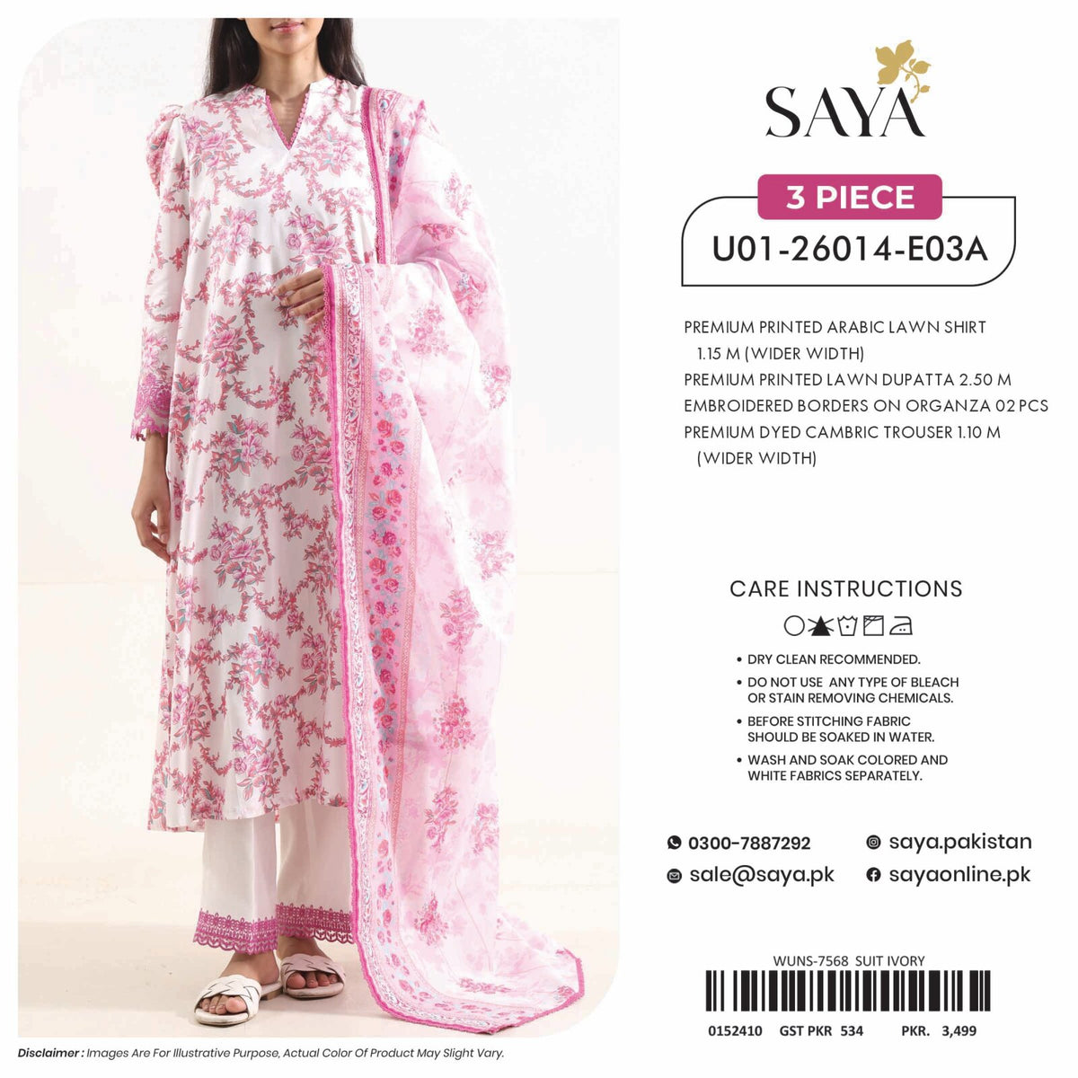 SAYA | 3-PIECE UNSTITCHED | PREMIUM PRINTED LAWN SUIT
