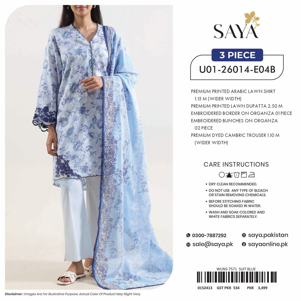 SAYA | 3-PIECE UNSTITCHED | PREMIUM PRINTED LAWN SUIT