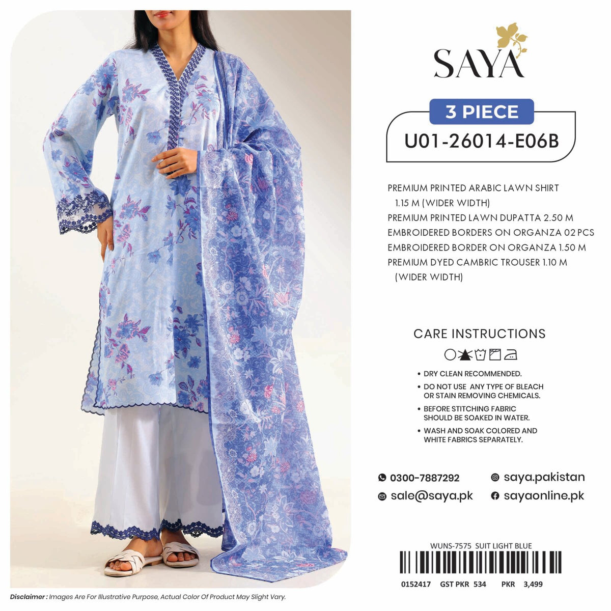 SAYA | 3-PIECE UNSTITCHED | PREMIUM PRINTED LAWN SUIT