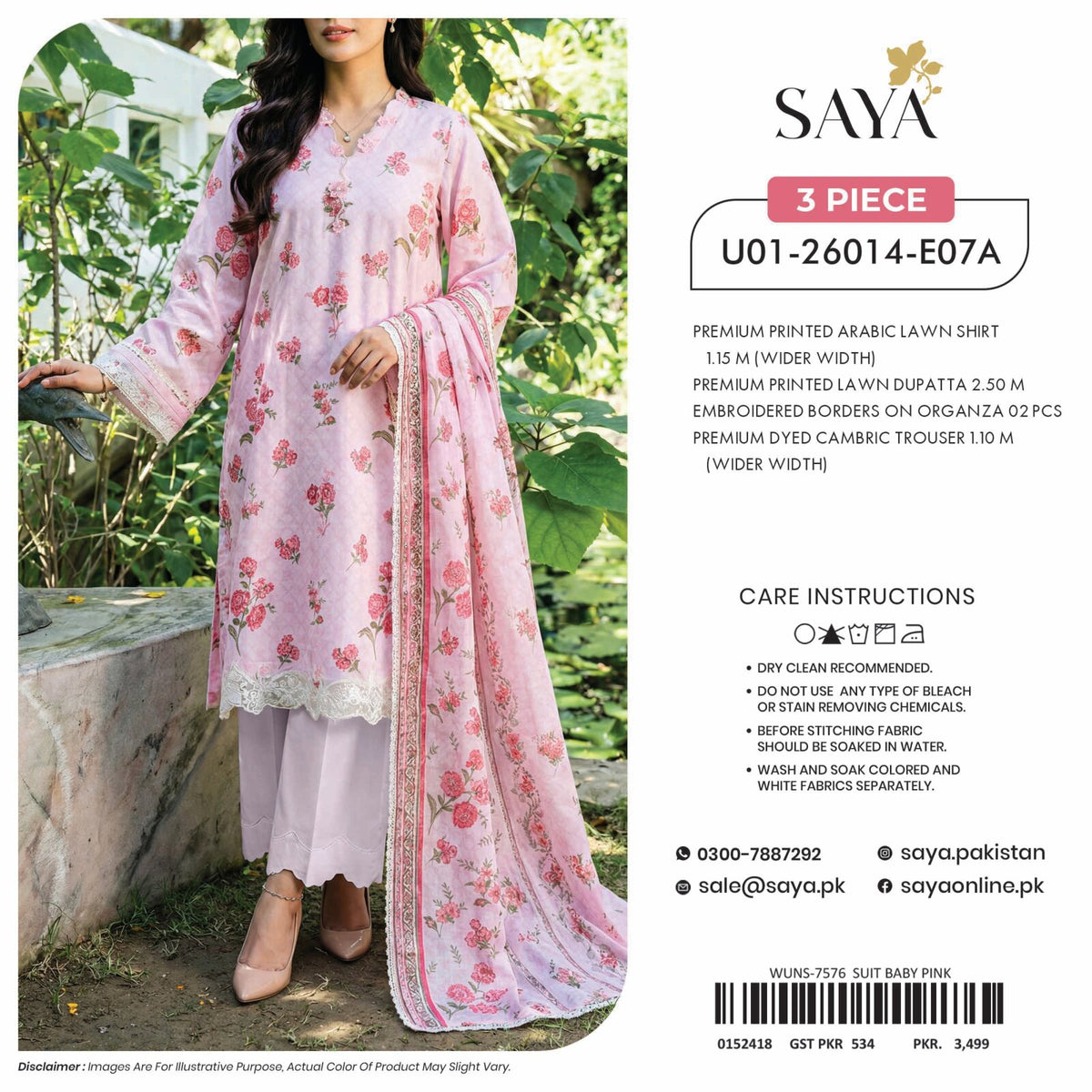 SAYA | 3-PIECE UNSTITCHED | PREMIUM PRINTED LAWN SUIT