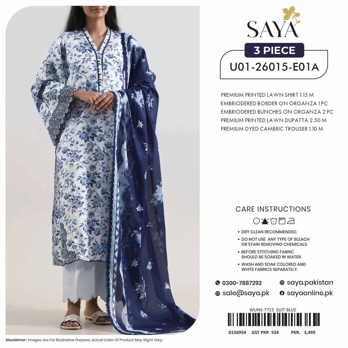 SAYA | 3-PIECE UNSTITCHED | PREMIUM PRINTED LAWN SUIT