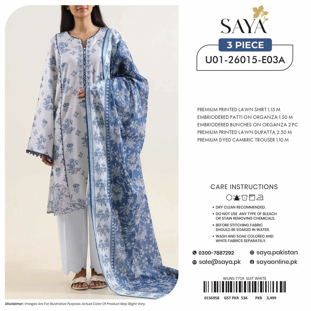 SAYA | 3-PIECE UNSTITCHED | PREMIUM PRINTED LAWN SUIT