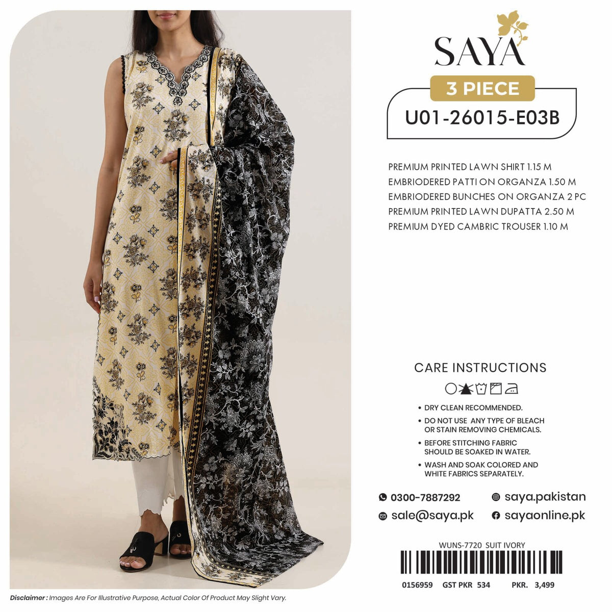 SAYA | 3-PIECE UNSTITCHED | PREMIUM PRINTED LAWN SUIT