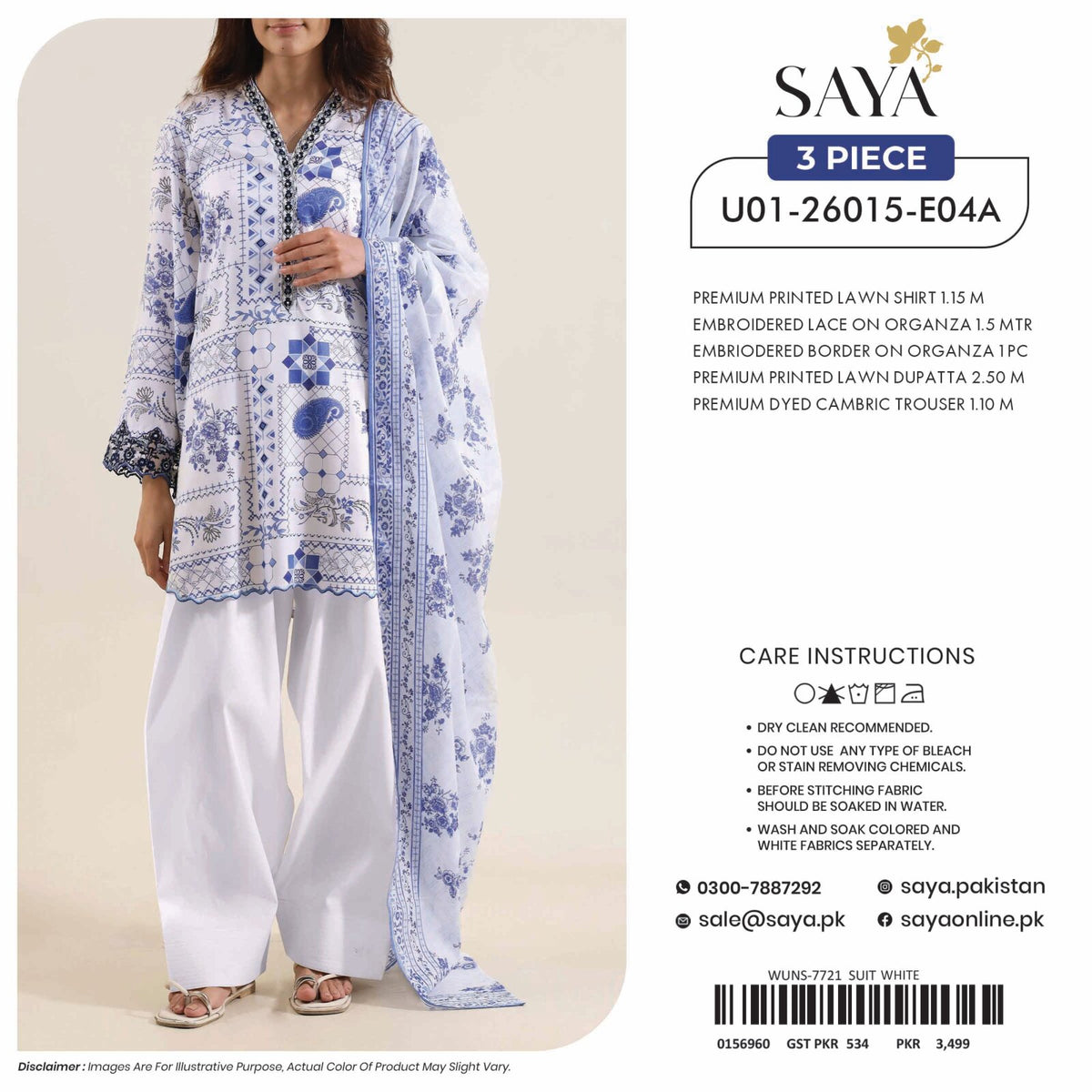 SAYA | 3-PIECE UNSTITCHED | PREMIUM PRINTED LAWN SUIT
