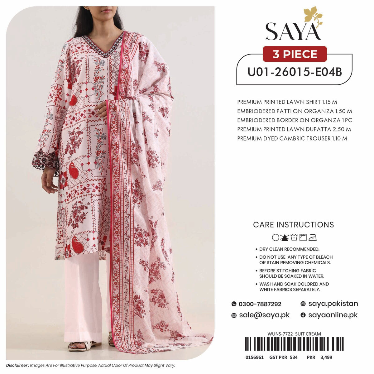 SAYA | 3-PIECE UNSTITCHED | PREMIUM PRINTED LAWN SUIT
