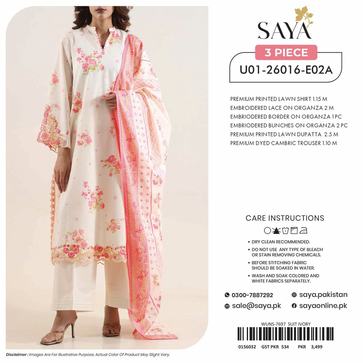 SAYA | 3-PIECE UNSTITCHED | PREMIUM PRINTED LAWN SUIT