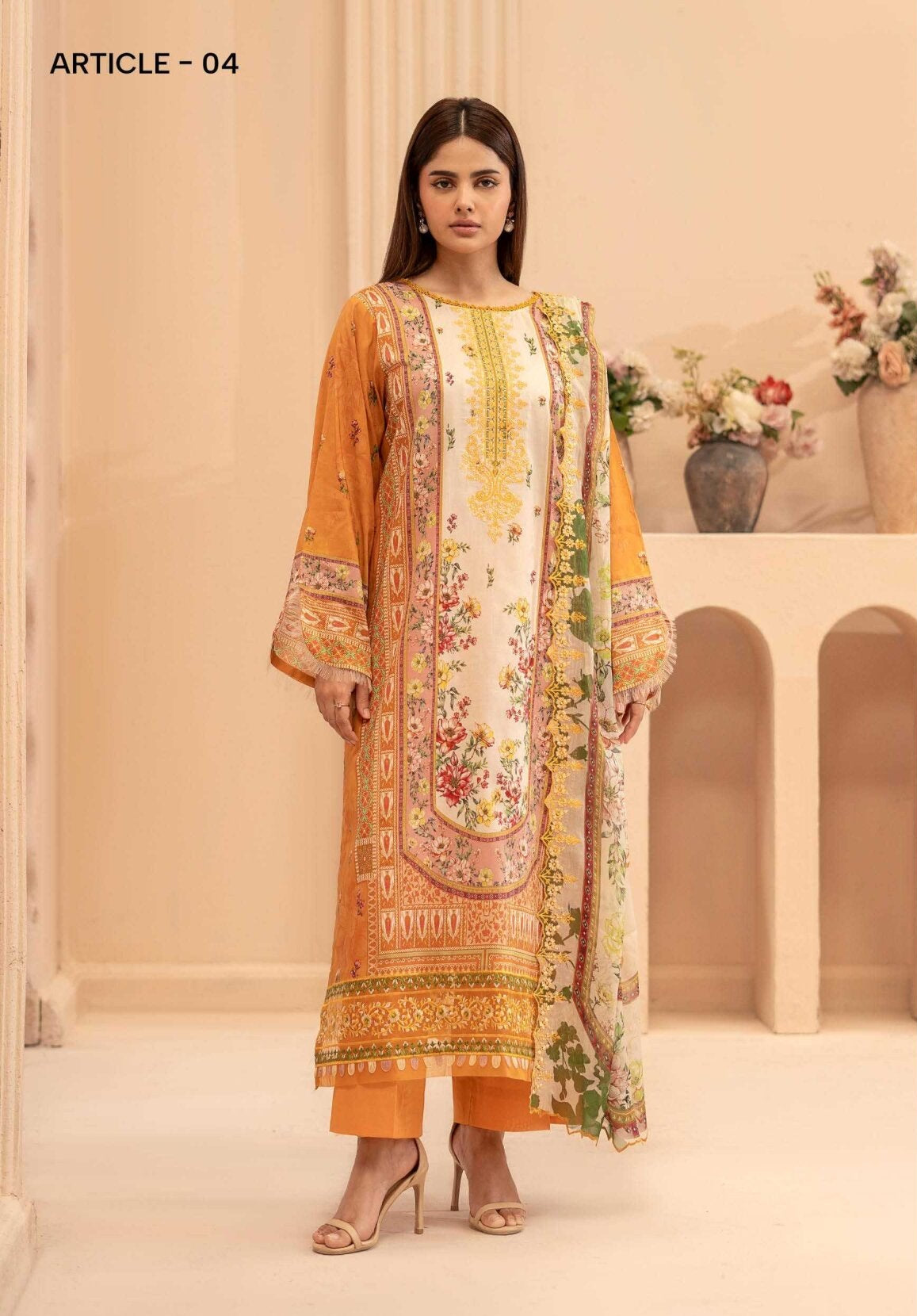 GULLJEE MORJA | UNSTITCHED 3-PCS | DIGITAL PRINTED & EMBROIDERED LAWN SUIT
