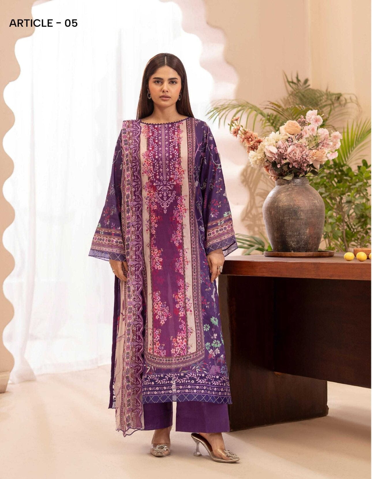 GULLJEE MORJA | UNSTITCHED 3-PCS | DIGITAL PRINTED & EMBROIDERED LAWN SUIT