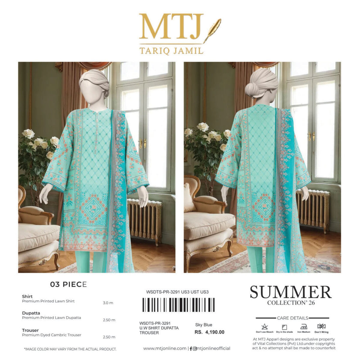 MTJ | 3-PIECE UNSTITCHED | PRINTED LAWN SUIT