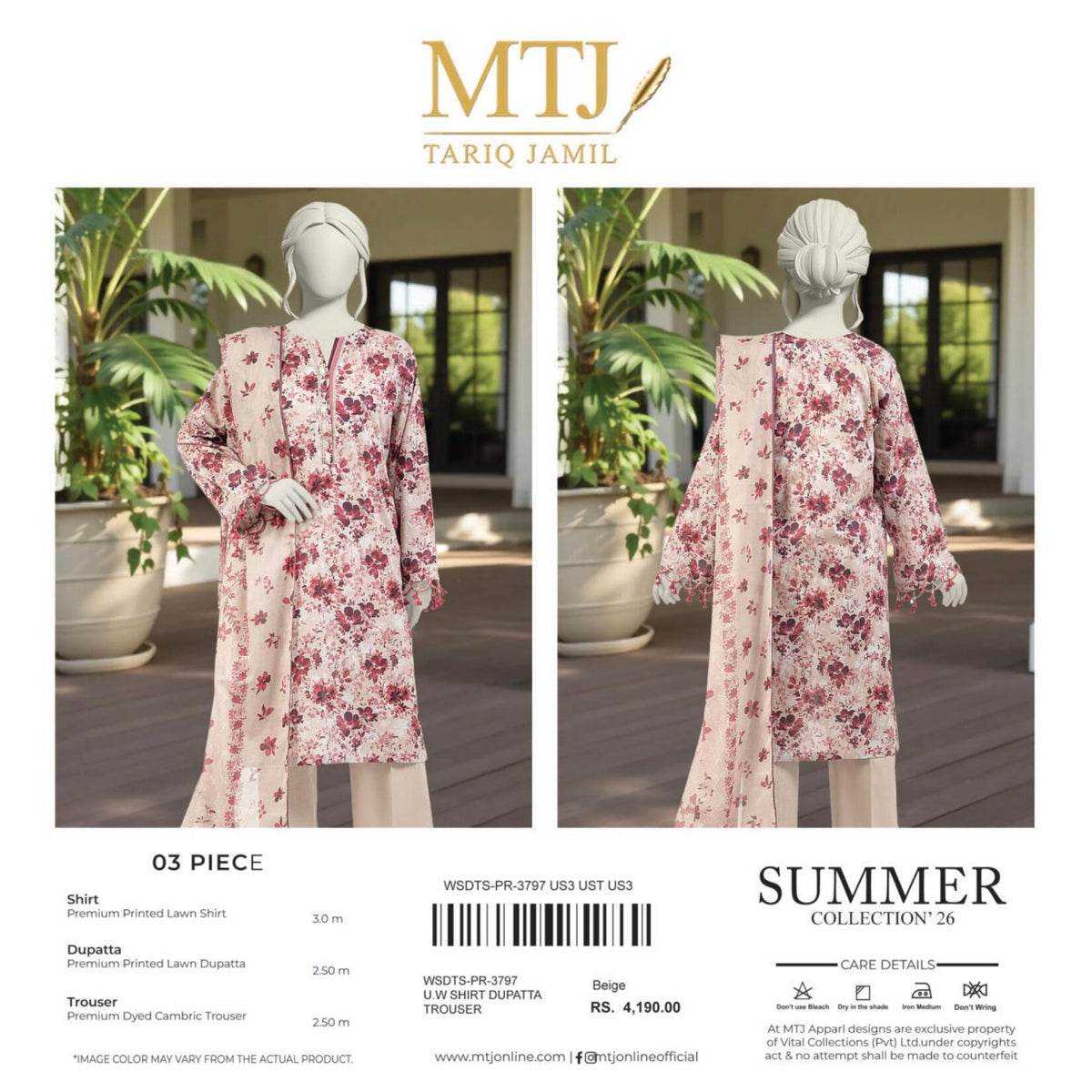 MTJ | 3-PIECE UNSTITCHED | PRINTED LAWN SUIT