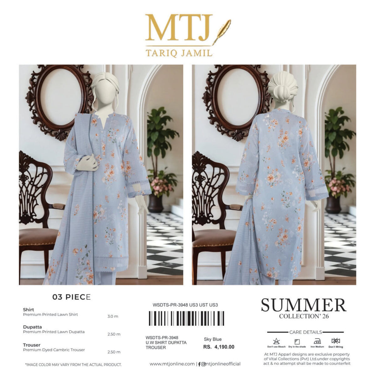 MTJ | 3-PIECE UNSTITCHED | PRINTED LAWN SUIT