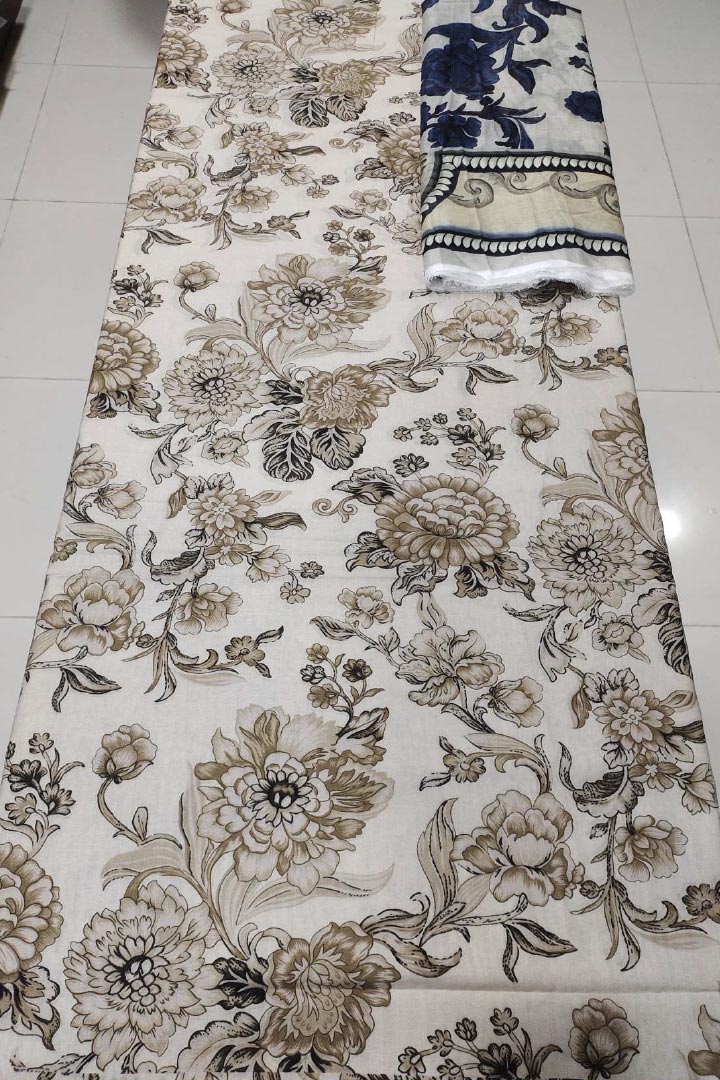 Mix Brands Unstitched Shirt & Dupatta – 2 Piece Lawn Cotton Suit JDOMB02