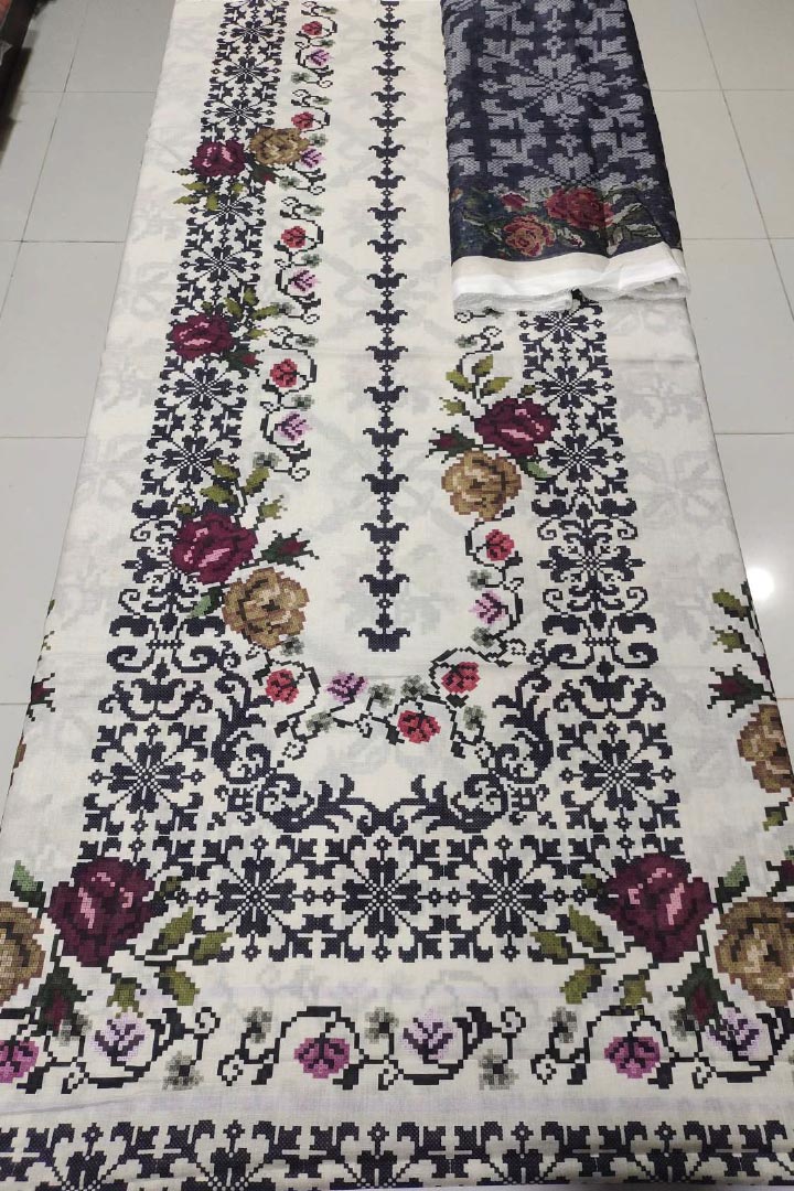 Mix Brands Unstitched Shirt & Dupatta – 2 Piece Lawn Cotton Suit JDOMB04