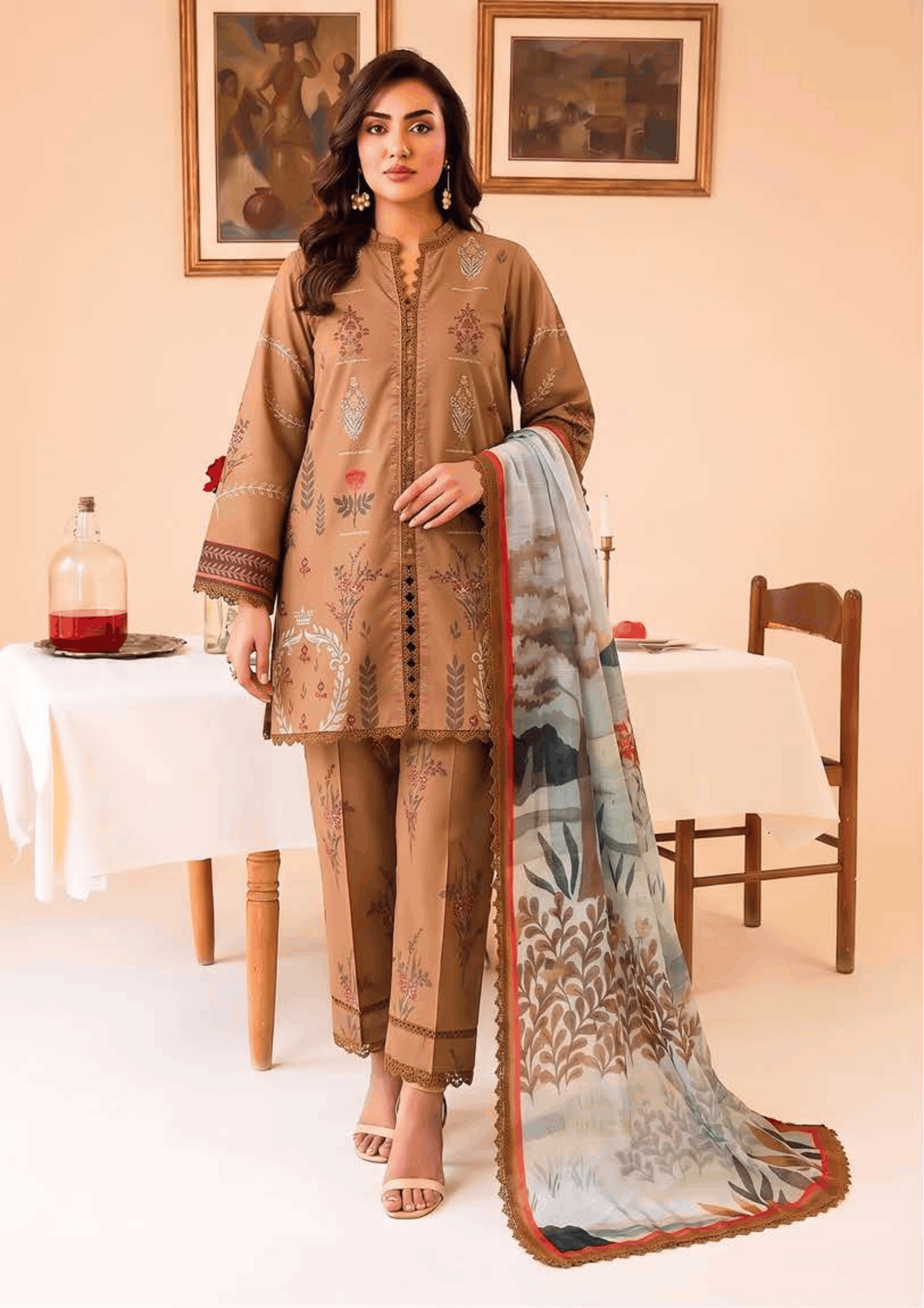 FAIZA FAISAL PRINTS | UNSTITCHED 3-PIECE | PRINTED LAWN SUIT – DUNE AURA