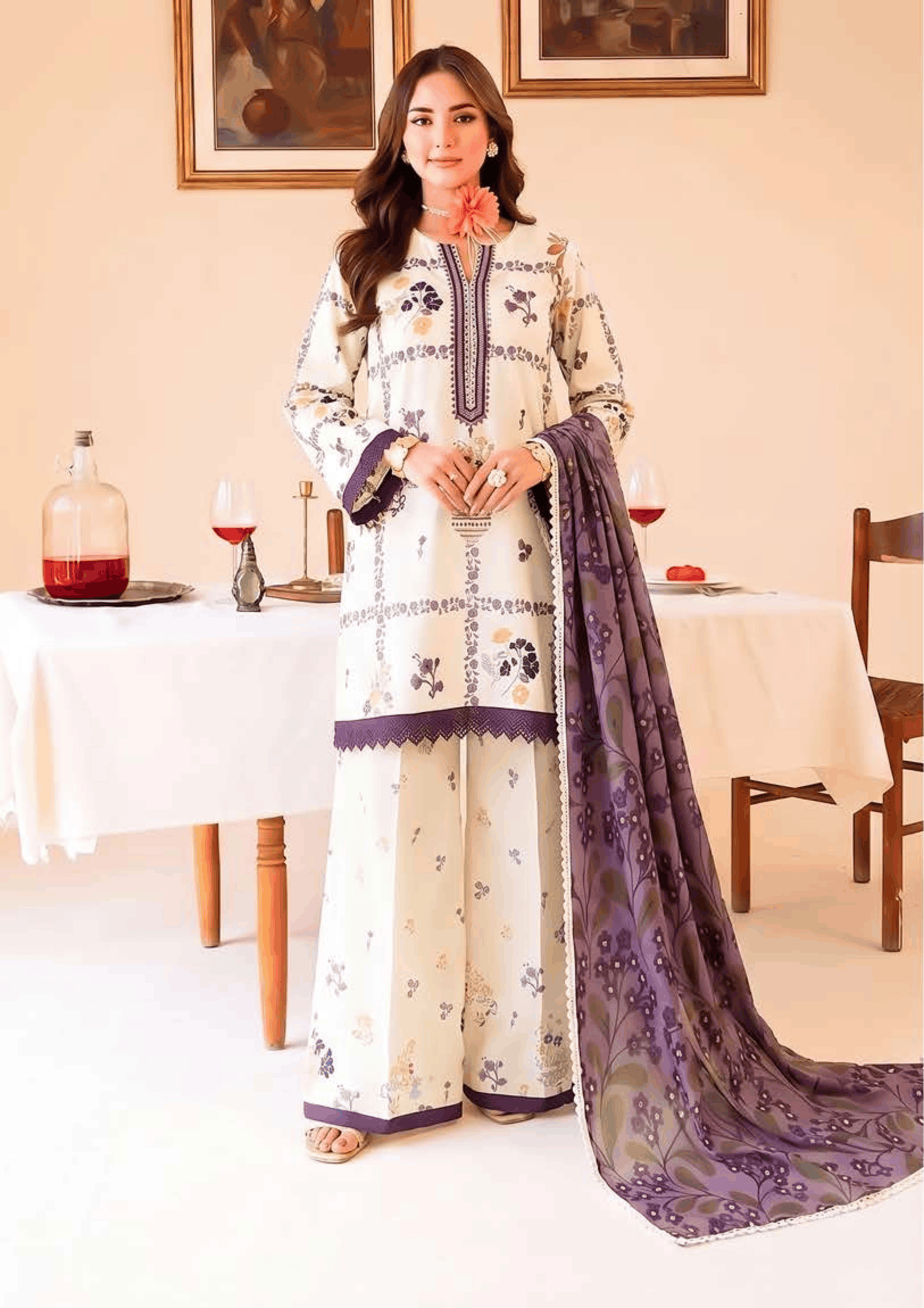 FAIZA FAISAL PRINTS | UNSTITCHED 3-PIECE | PRINTED LAWN SUIT – MINT DASY
