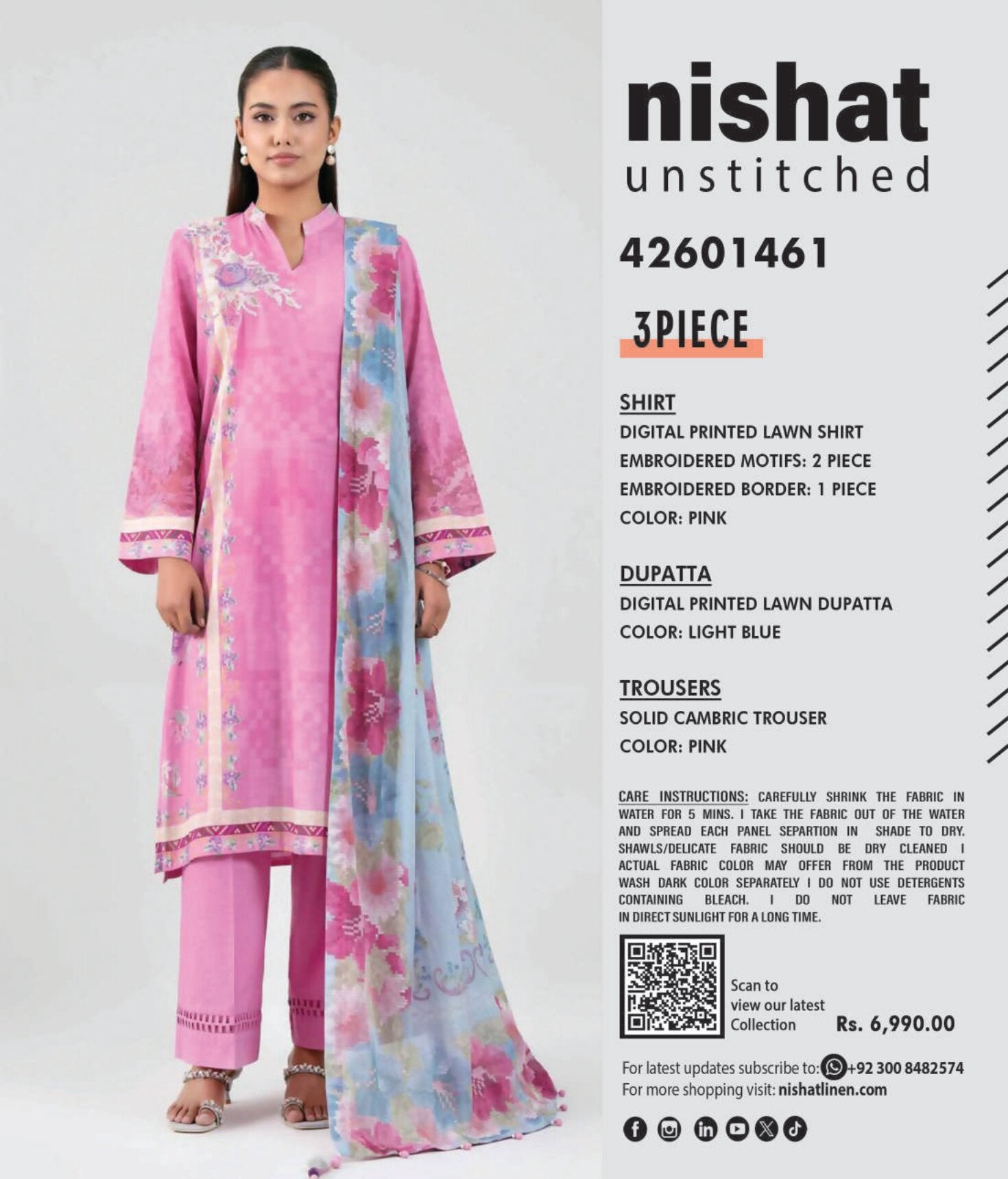 NISHAT | UNSTITCHED 3-PIECE | PRINTED & EMBROIDERED LAWN SUIT