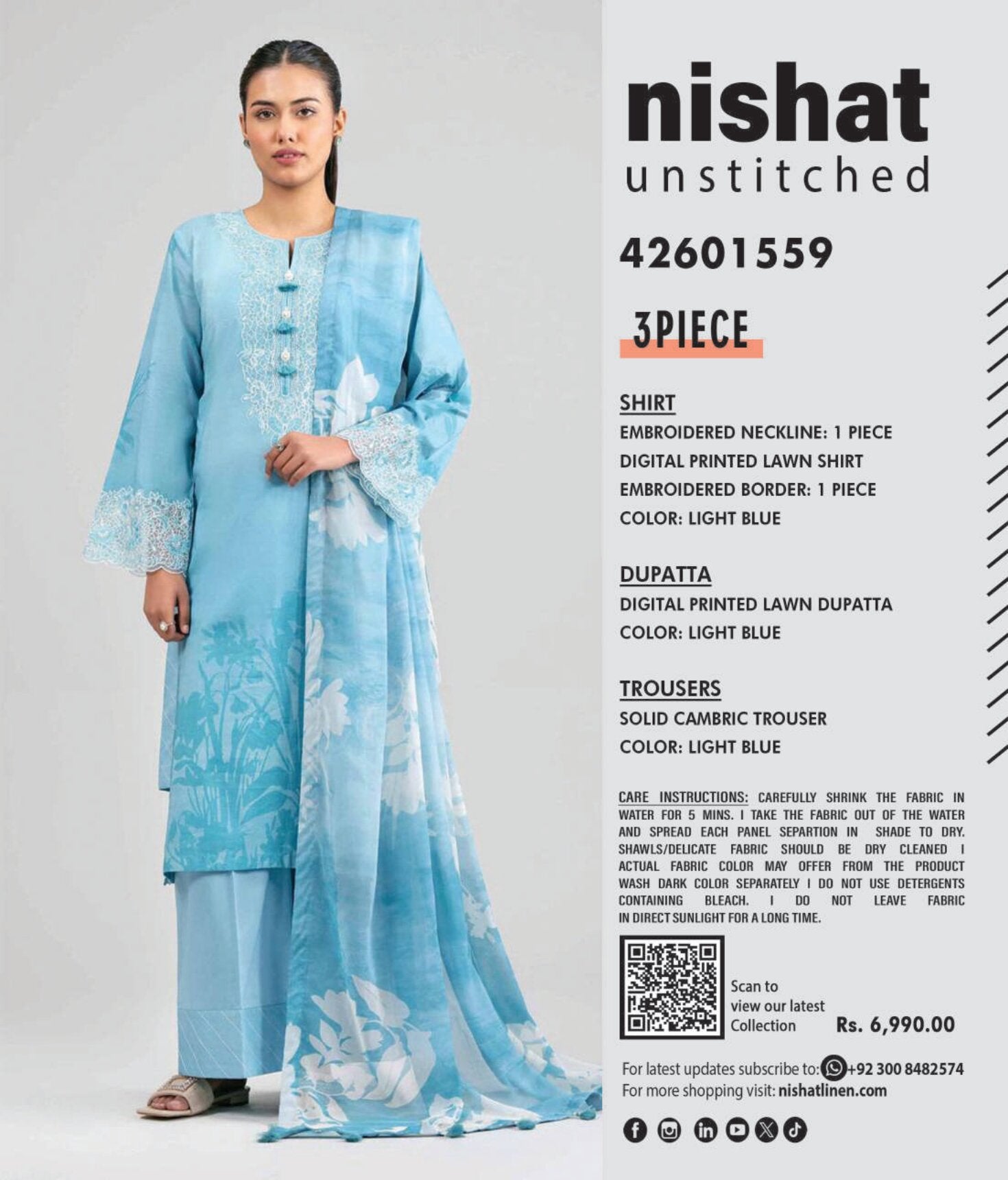 NISHAT | UNSTITCHED 3-PIECE | PRINTED & EMBROIDERED LAWN SUIT