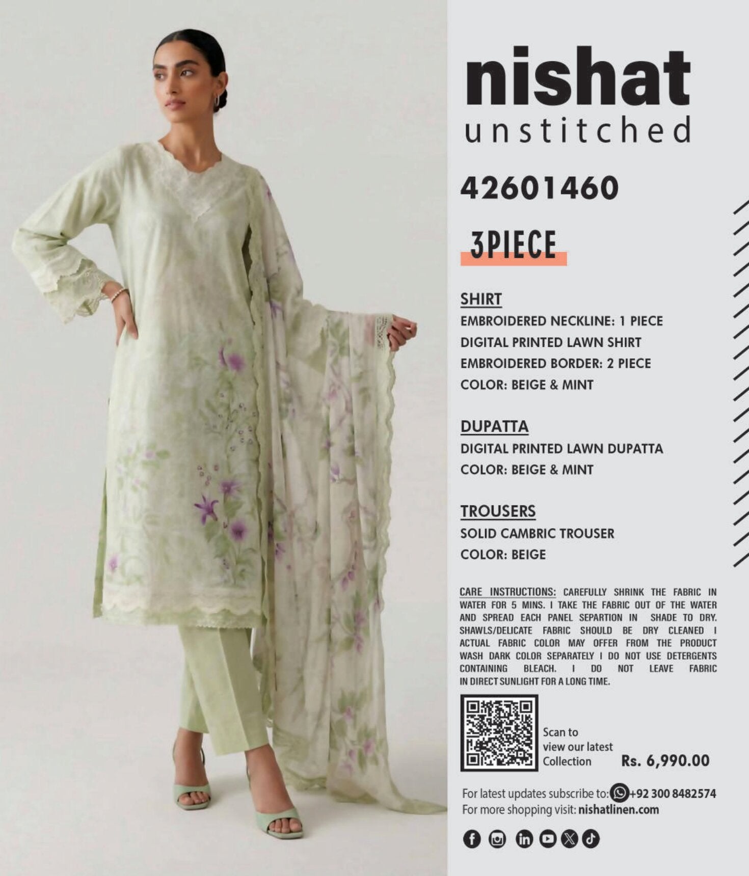 NISHAT | UNSTITCHED 3-PIECE | PRINTED & EMBROIDERED LAWN SUIT