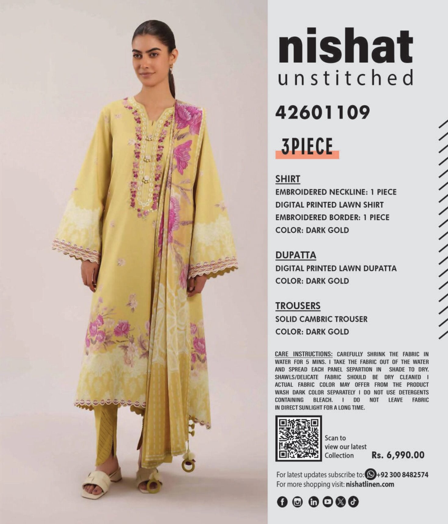 NISHAT | UNSTITCHED 3-PIECE | PRINTED & EMBROIDERED LAWN SUIT