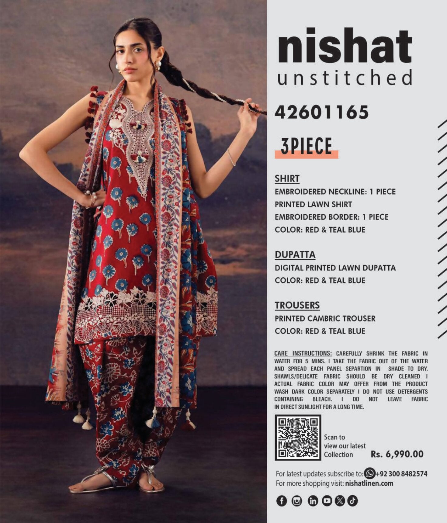 NISHAT | UNSTITCHED 3-PIECE | PRINTED & EMBROIDERED LAWN SUIT