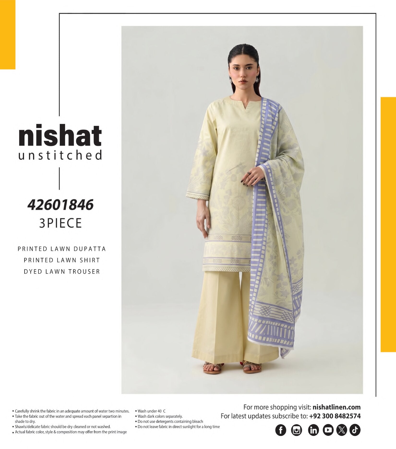NISHAT | 3 PCS UNSTITCHED | PRINTED LAWN SUIT