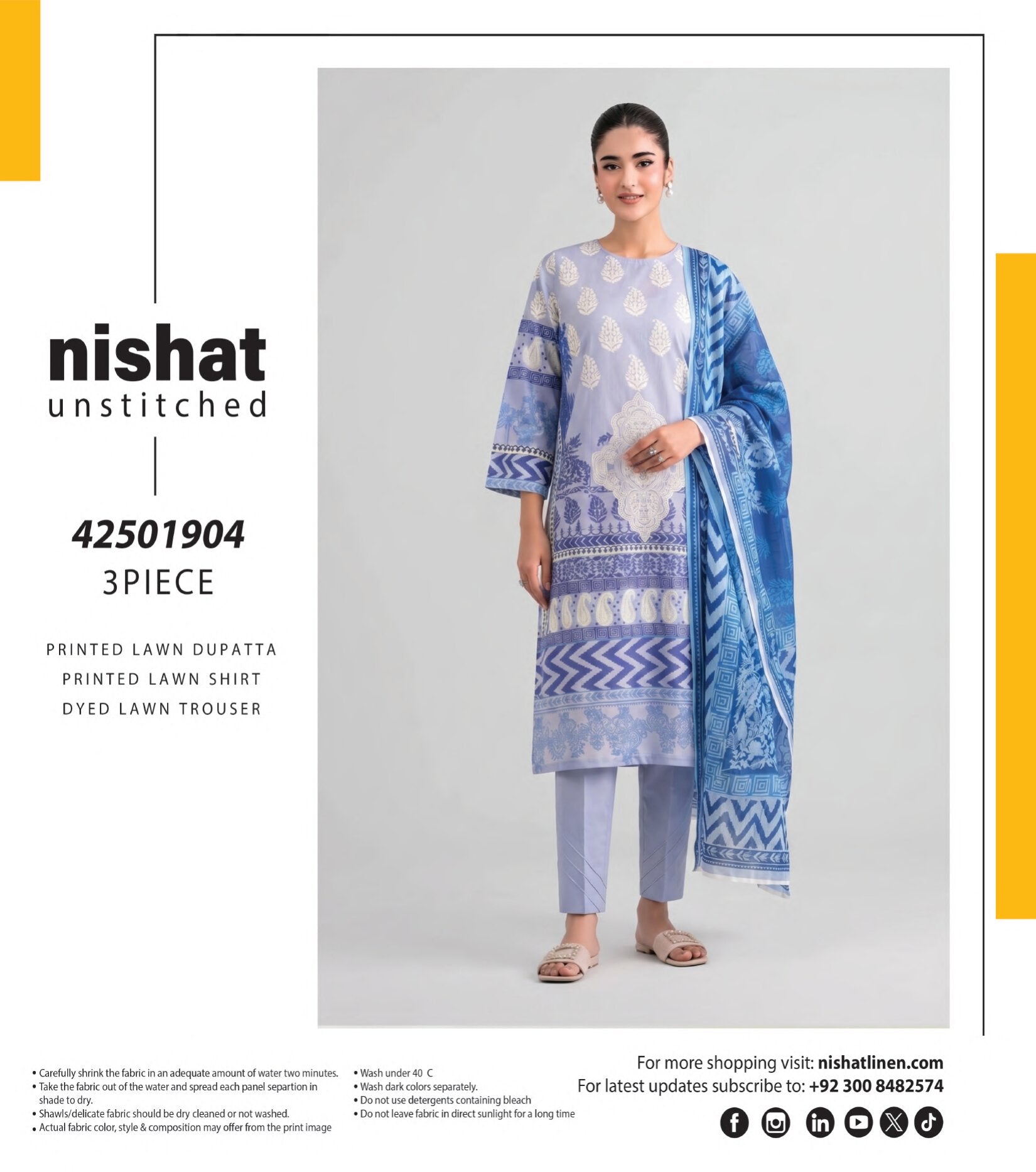 NISHAT | 3 PCS UNSTITCHED | PRINTED LAWN SUIT