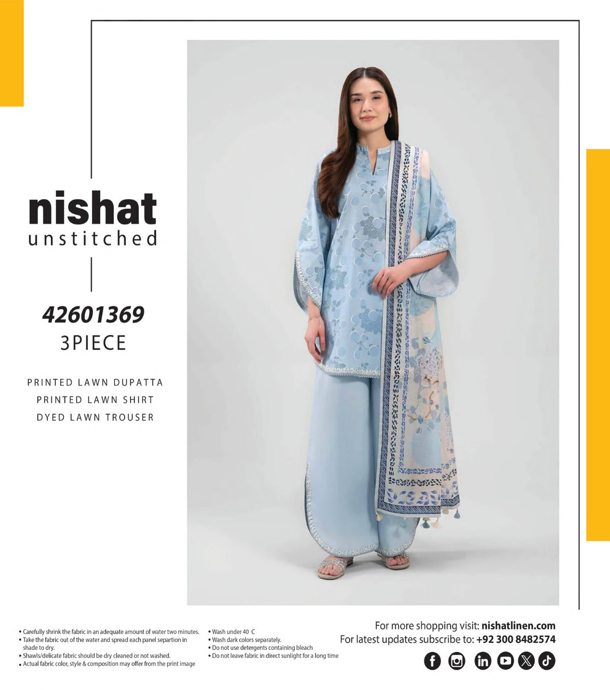 NISHAT | 3 PCS UNSTITCHED | PRINTED LAWN SUIT