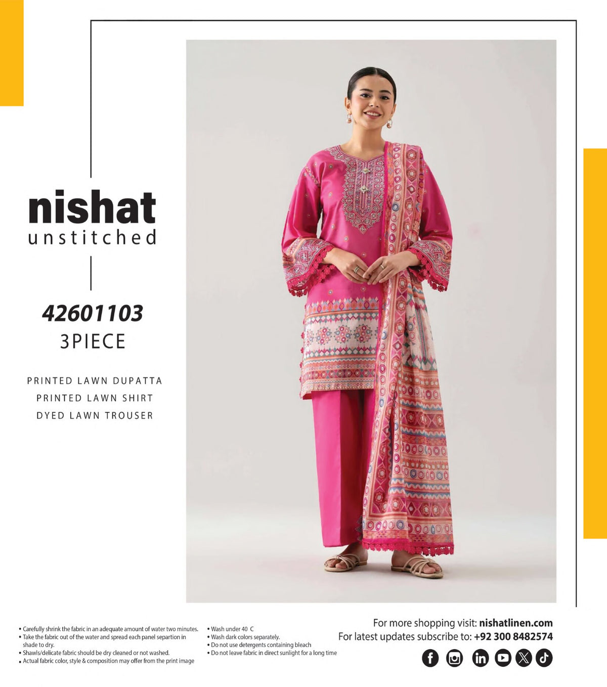NISHAT | 3 PCS UNSTITCHED | PRINTED LAWN SUIT