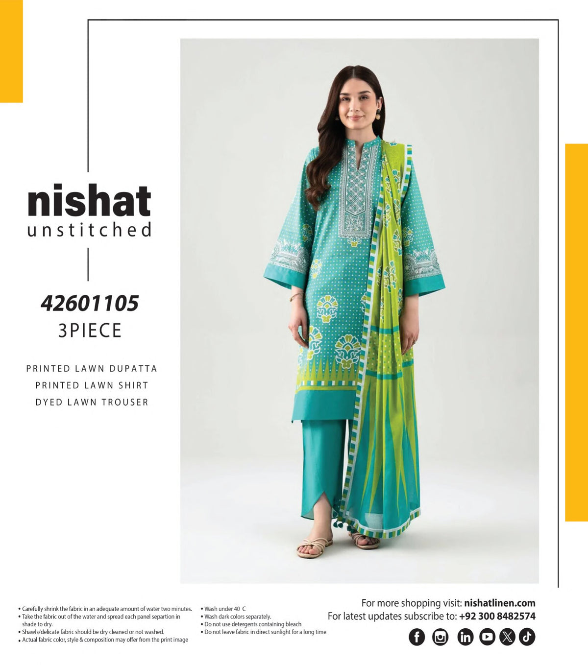 NISHAT | 3 PCS UNSTITCHED | PRINTED LAWN SUIT