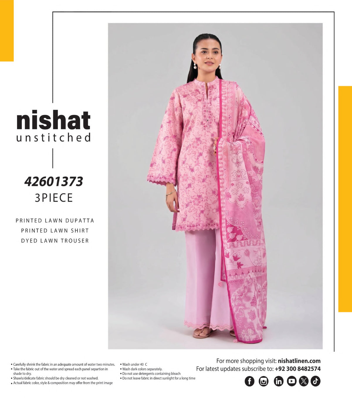 NISHAT | 3 PCS UNSTITCHED | PRINTED LAWN SUIT