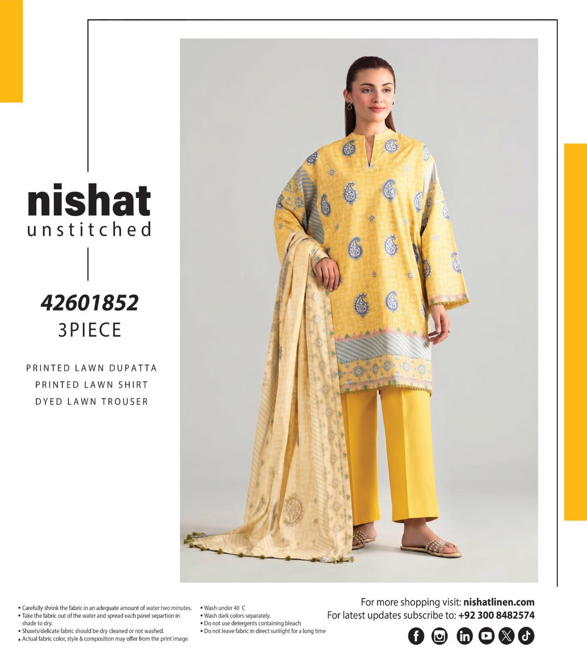 NISHAT | 3 PCS UNSTITCHED | PRINTED LAWN SUIT