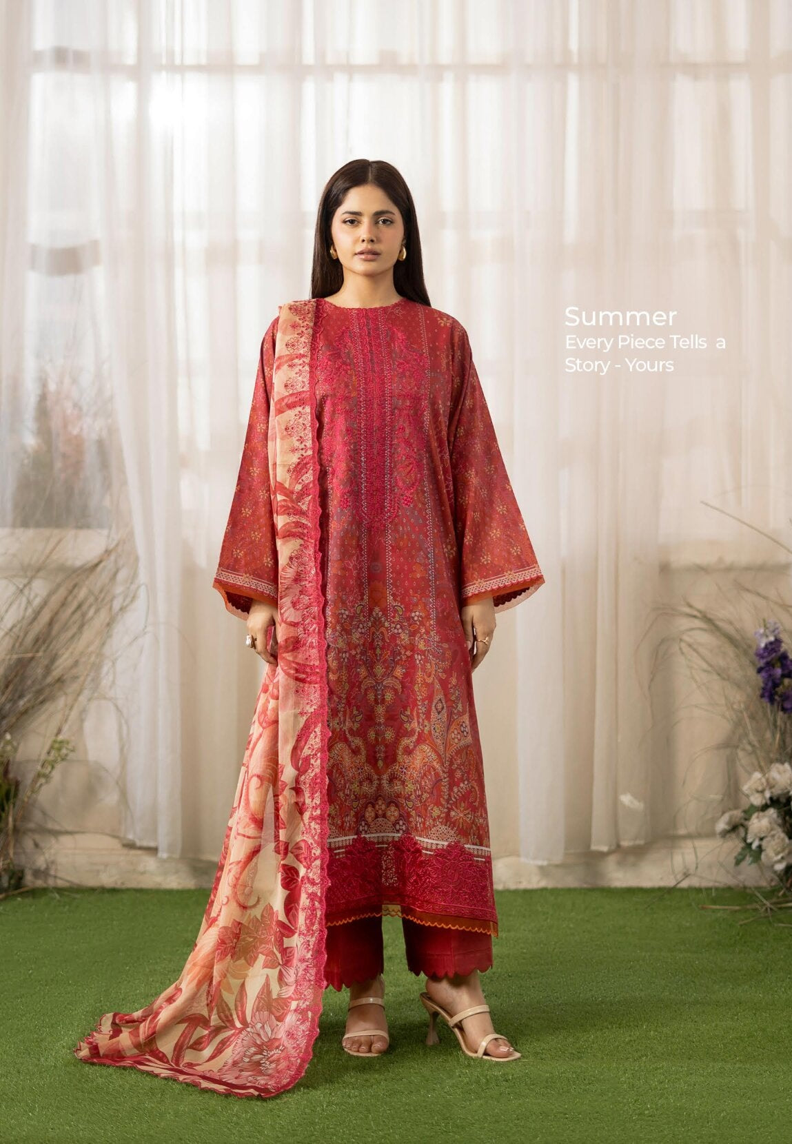 GULLJEE MORJA | 3 PIECE UNSTITCHED SUIT | SHIRT TROUSER DUPATTA