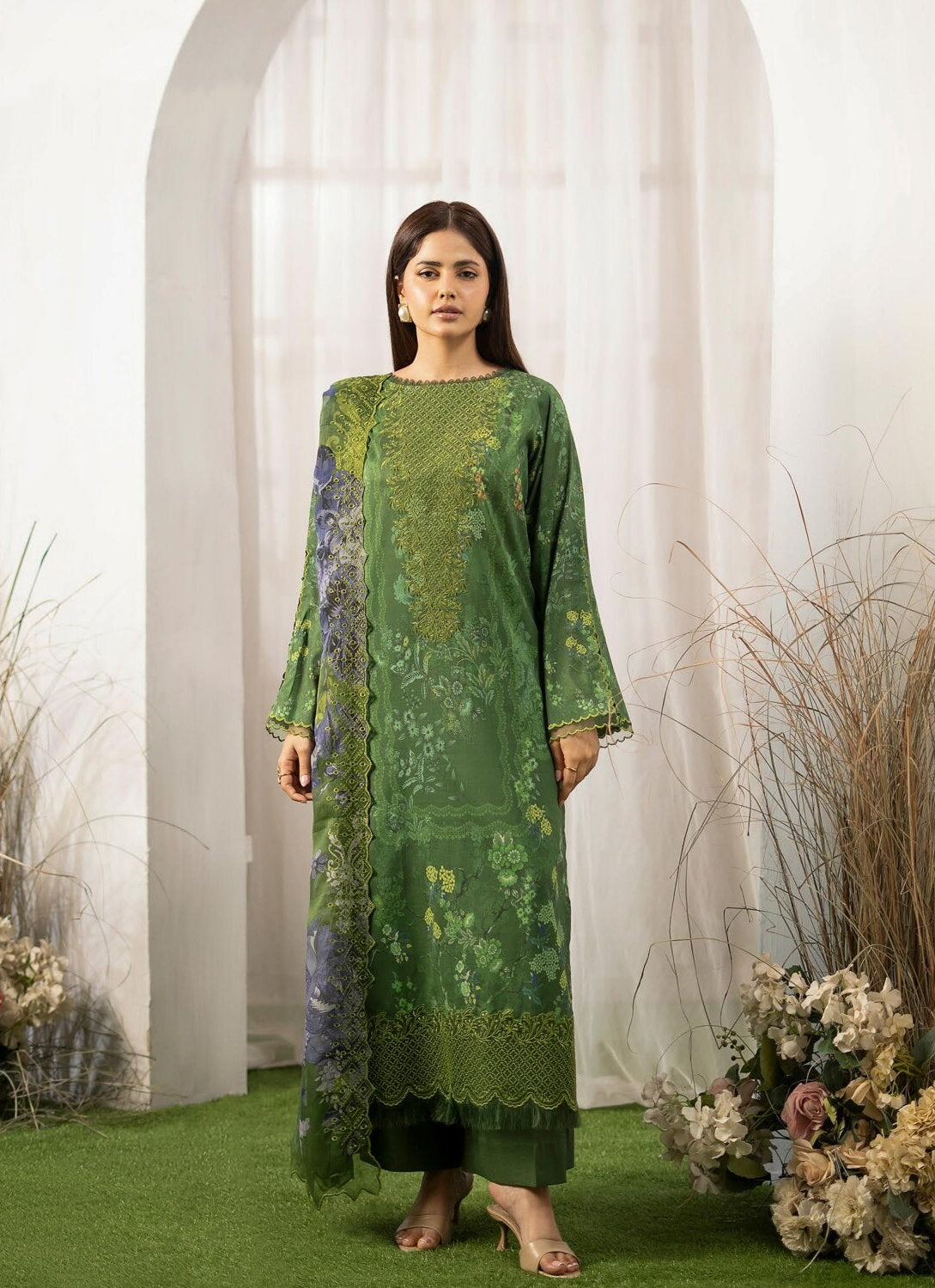 GULLJEE MORJA | 3 PIECE UNSTITCHED SUIT | SHIRT TROUSER DUPATTA