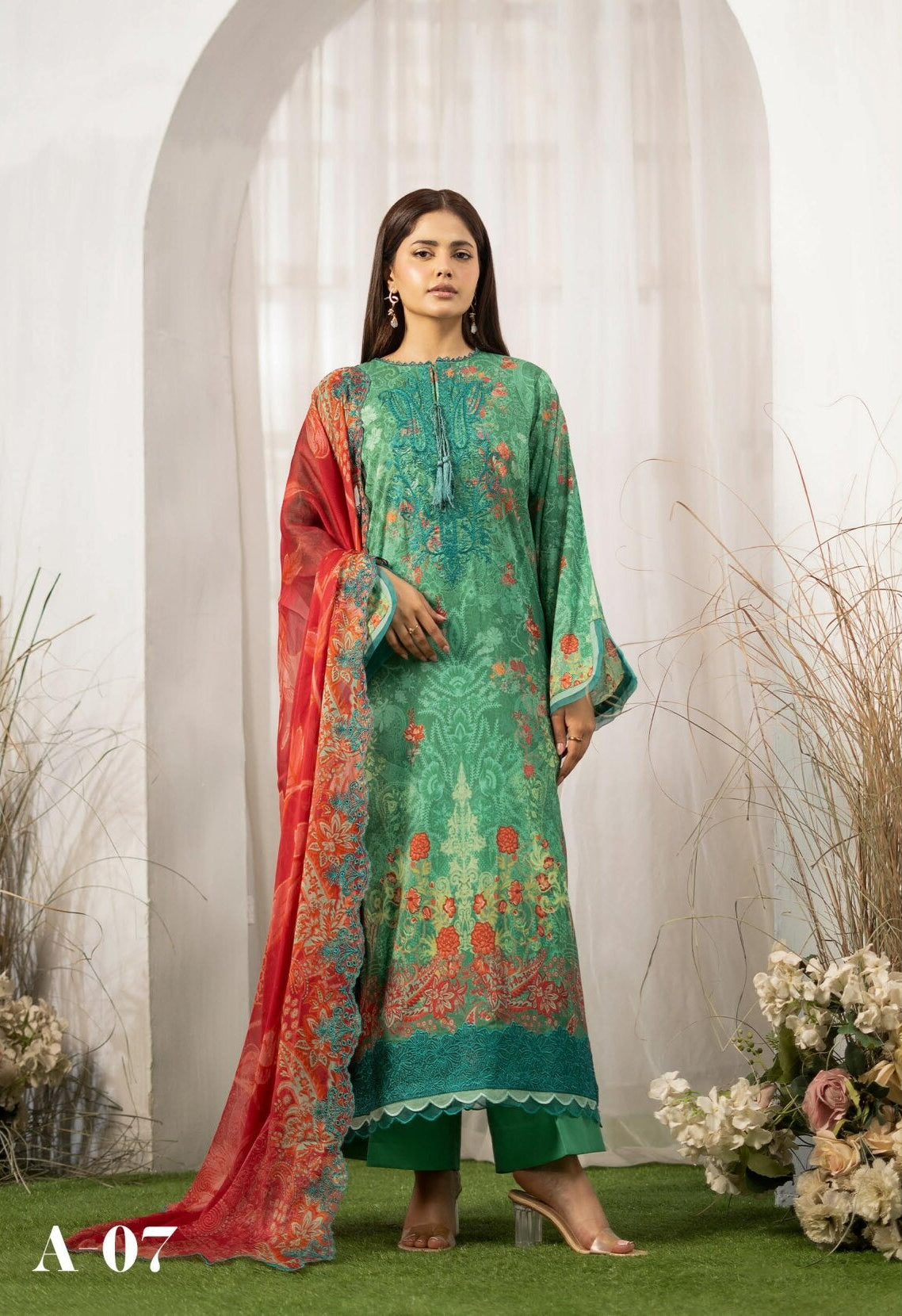 GULLJEE MORJA | 3 PIECE UNSTITCHED SUIT | SHIRT TROUSER DUPATTA