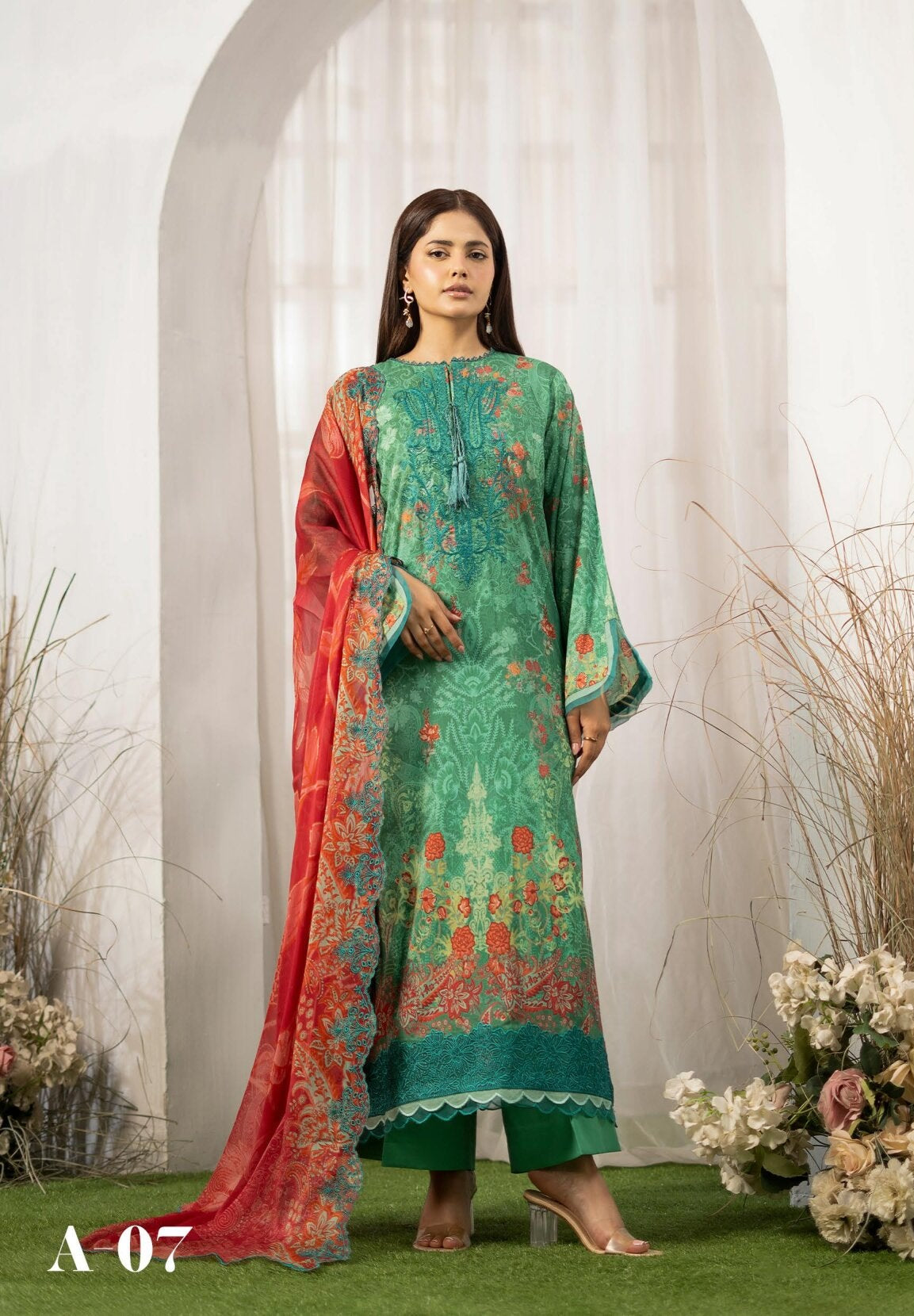 GULLJEE MORJA | 3 PIECE UNSTITCHED SUIT | SHIRT TROUSER DUPATTA