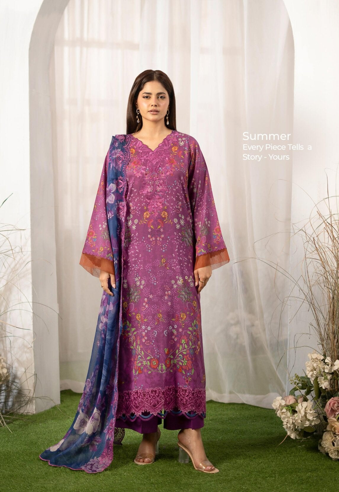 GULLJEE MORJA | 3 PIECE UNSTITCHED SUIT | SHIRT TROUSER DUPATTA