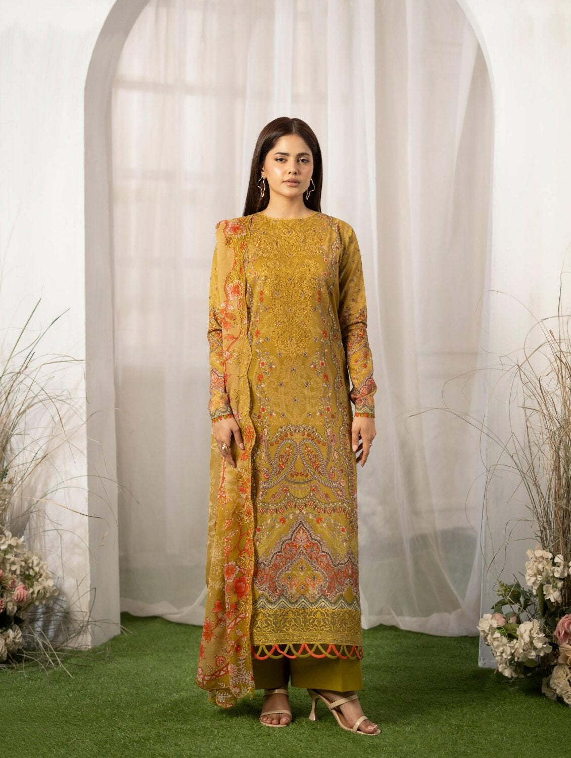 GULLJEE MORJA | 3 PIECE UNSTITCHED SUIT | SHIRT TROUSER DUPATTA