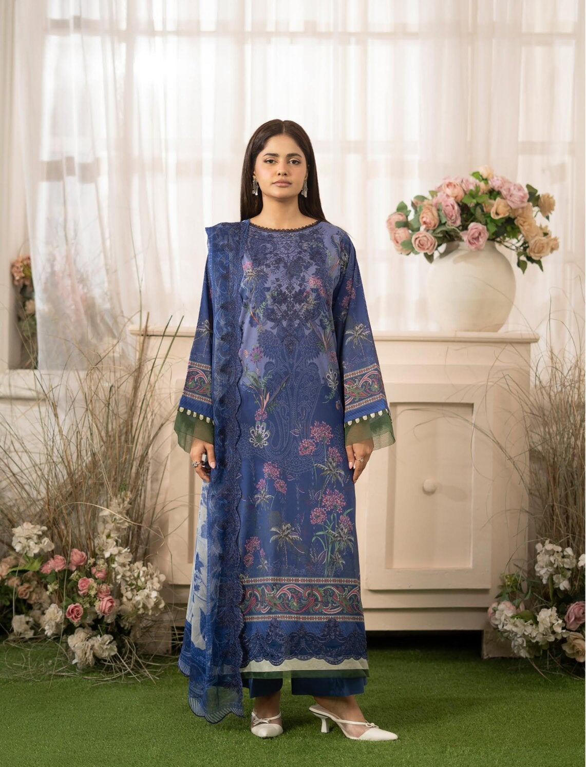 GULLJEE MORJA | 3 PIECE UNSTITCHED SUIT | SHIRT TROUSER DUPATTA